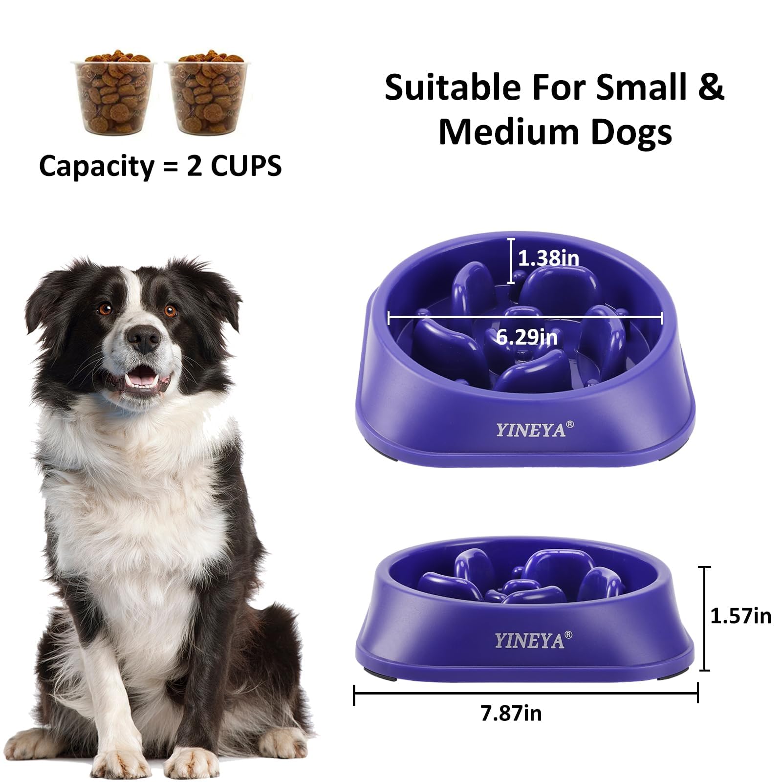 YINEYA Slow Feeder Dog Bowls, Pet Supplies That Slow Down Eating, Pet Food Bowls, Maze Dog Puzzle Feeder for Medium Breed