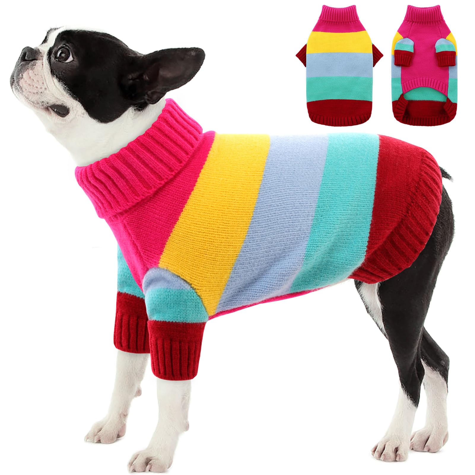 AOFITEE Medium Dog Sweater Male, Dog Sweater for Medium Dogs Boys Girls, Turtleneck Fall Dog Sweaters for Medium Sized Dogs, Pin