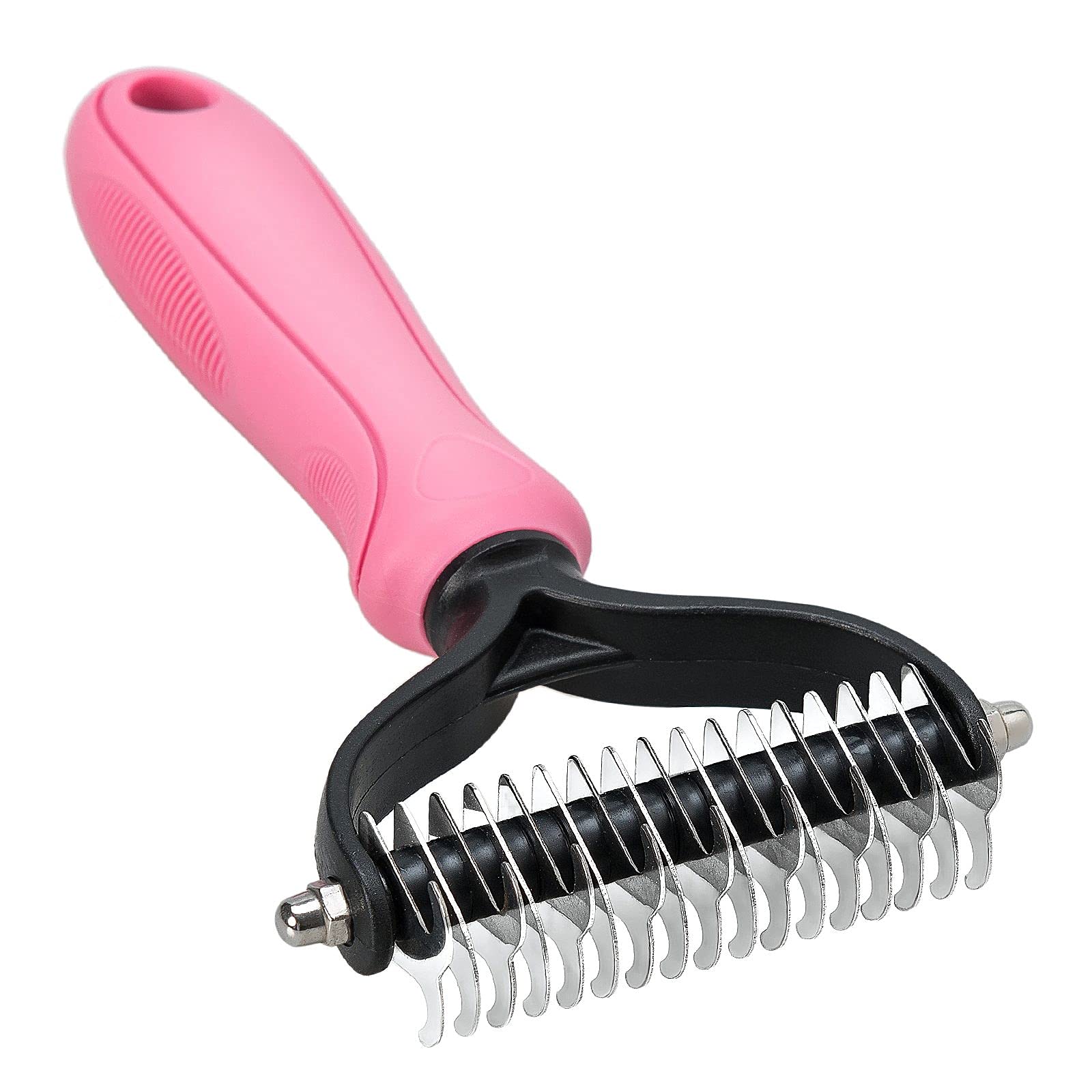 Whoobell Undercoat Rake For Dogs, 2 Side Undercoat Brush For Deshedding And Dematting For Dog Cat Rabbit, Professional Pet Grooming Hairtools, Removes Loose Undercoat And Nasty Shedding, Pink