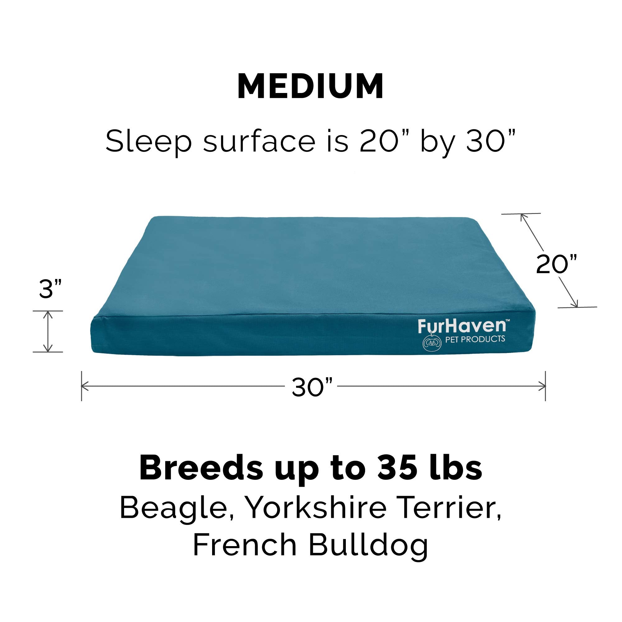 Furhaven Water-Resistant Orthopedic Dog Bed for Medium/Small Dogs w/ Removable Washable Cover, For Dogs Up to 35 lbs - Indoor/Ou