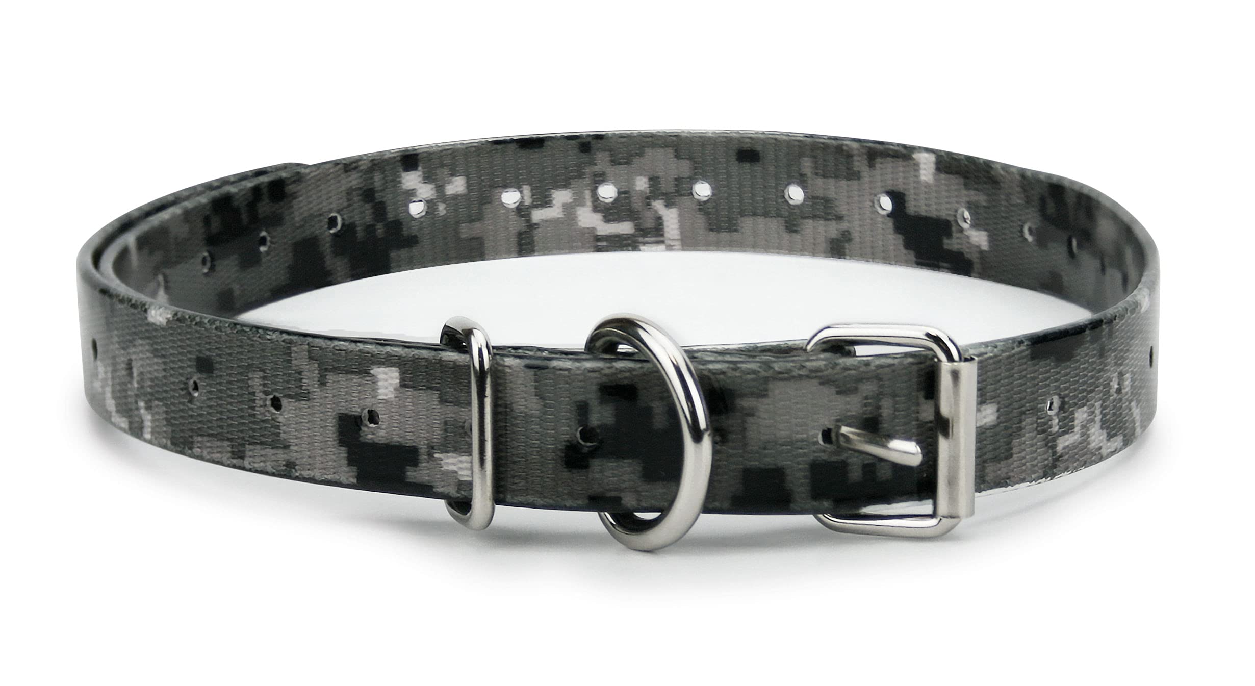 Gray Camo 3/4'' Heavy Duty Tpu Coated Nylon Replacement Dog Collar Strap With Metal Buckle For Shock, Bark And Electric + Contai