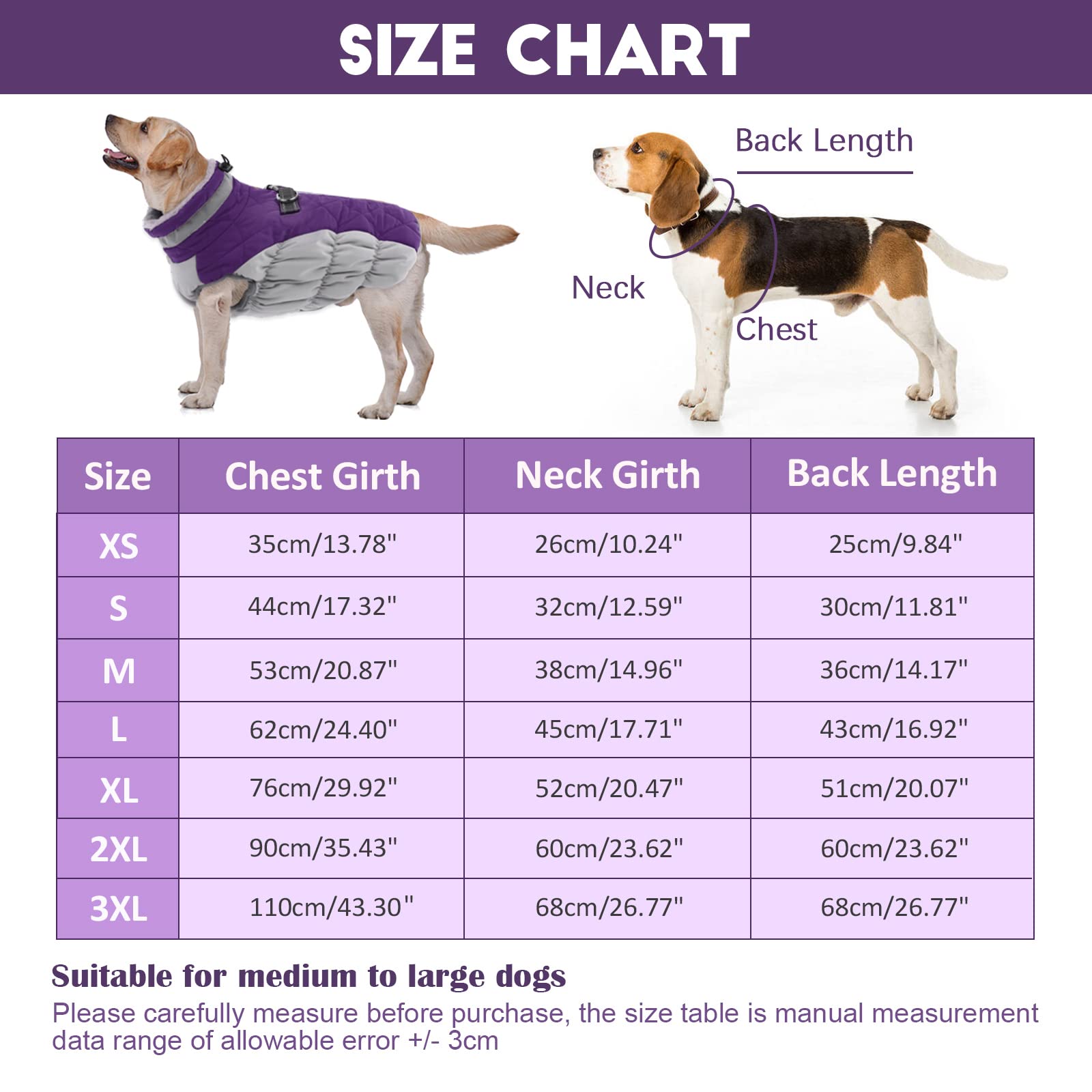 Lelepet Warm Dog Winter Coat Cold Weather Jacket Windproof Reflective Turtleneck Dog Vest With Plush Neckline D-Ring For Leash Thick Fleece Lining Dog Jacket Pet Apparel For Small Medium Large Dogs