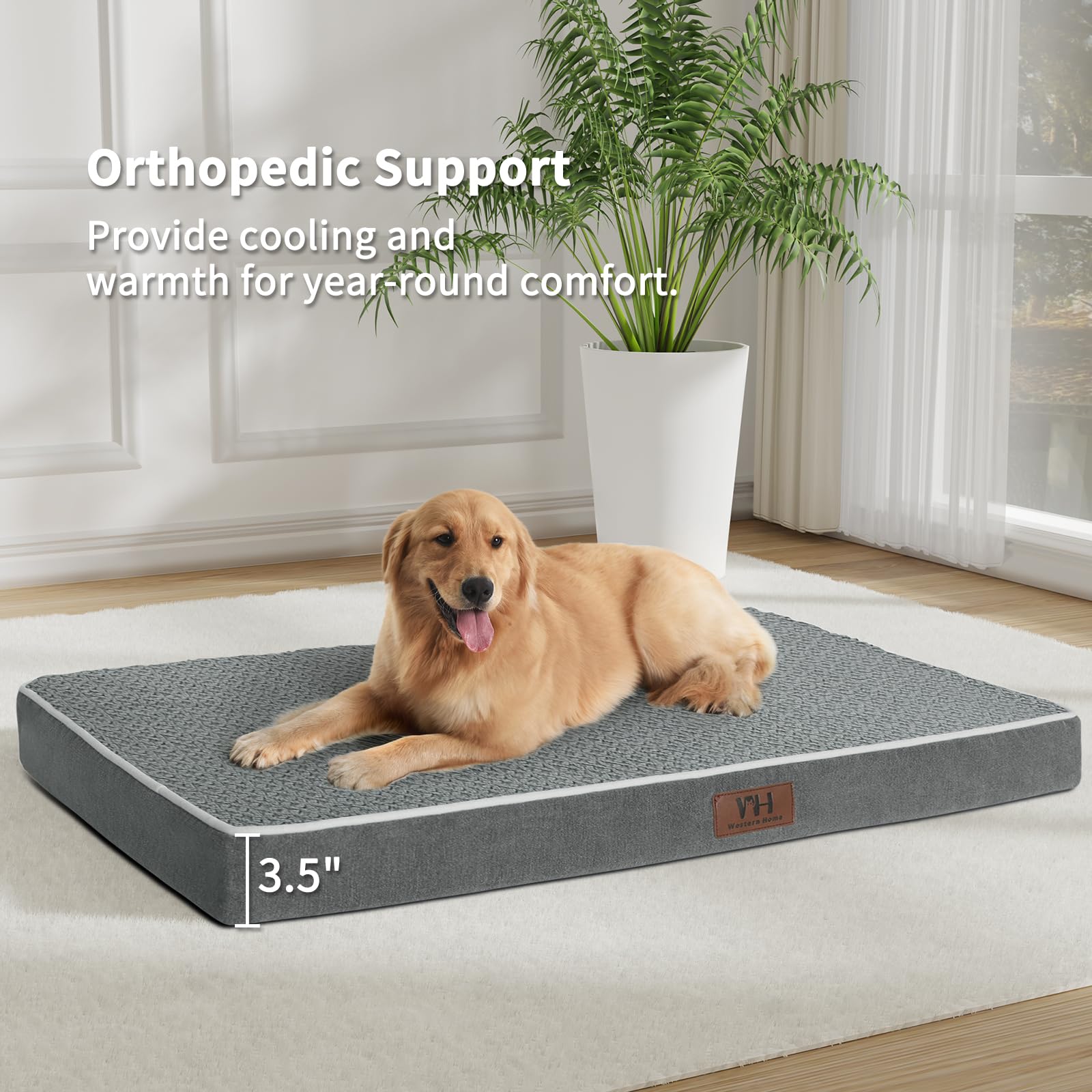 Extra Large Dog Bed, Large Sized Orthopedic Xl Dog Crate Bed,Washable & Waterproof Cover Big Plush Pet Bed Mat, Egg Crate Foam B