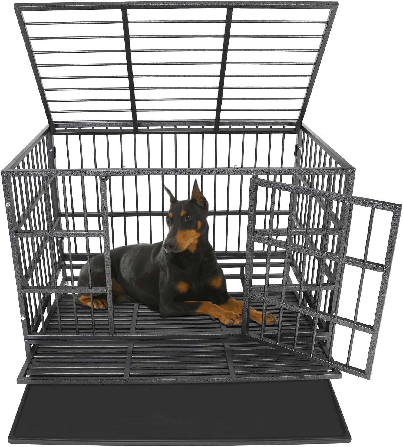 Confote 47 Inch Heavy Duty Dog Crate,High Anxiety Escape-Proof Steel Dog Crate Indestructible Dog Kennel For Medium To Large Dog