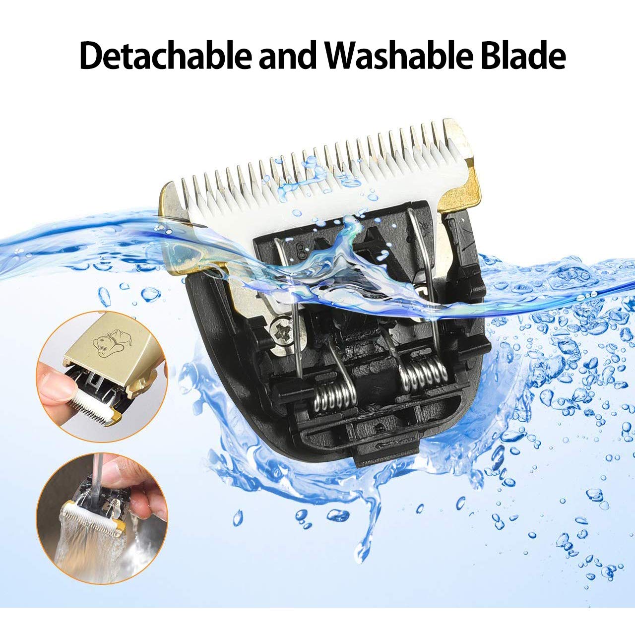 Maxshop Dog Grooming Kit, Low Noise Rechargeable Dogs Shaver Clippers Electric Quiet Dog Hair Trimmer For Dogs And Cats With Comb Guides Scissors Nail Kits (Gold Black)