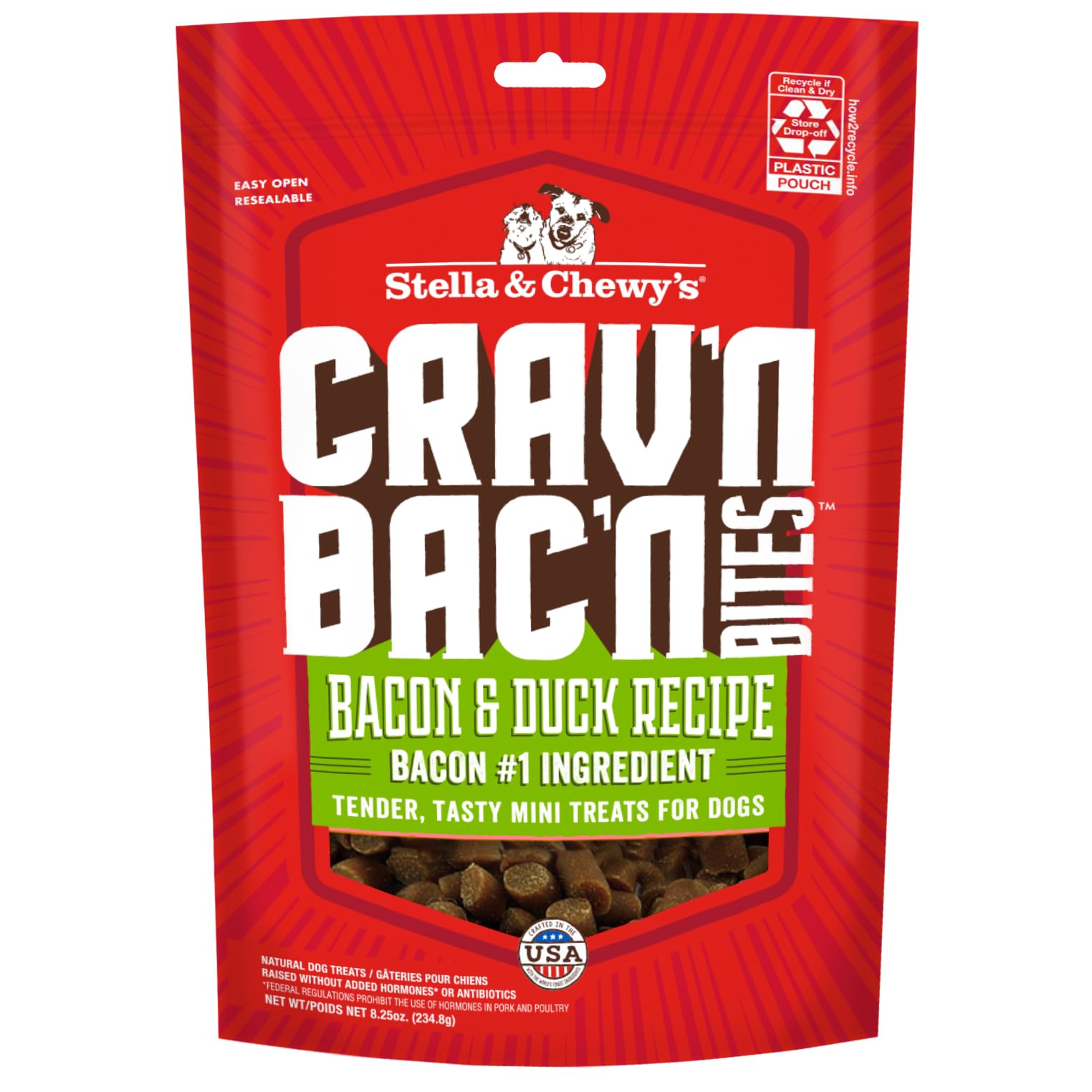 Stella & Chewys Training Dog Treats - Cravn Bacn Soft Bacon & Duck Bites - Premium USA Made - Low Calorie Rewards - 8.25oz