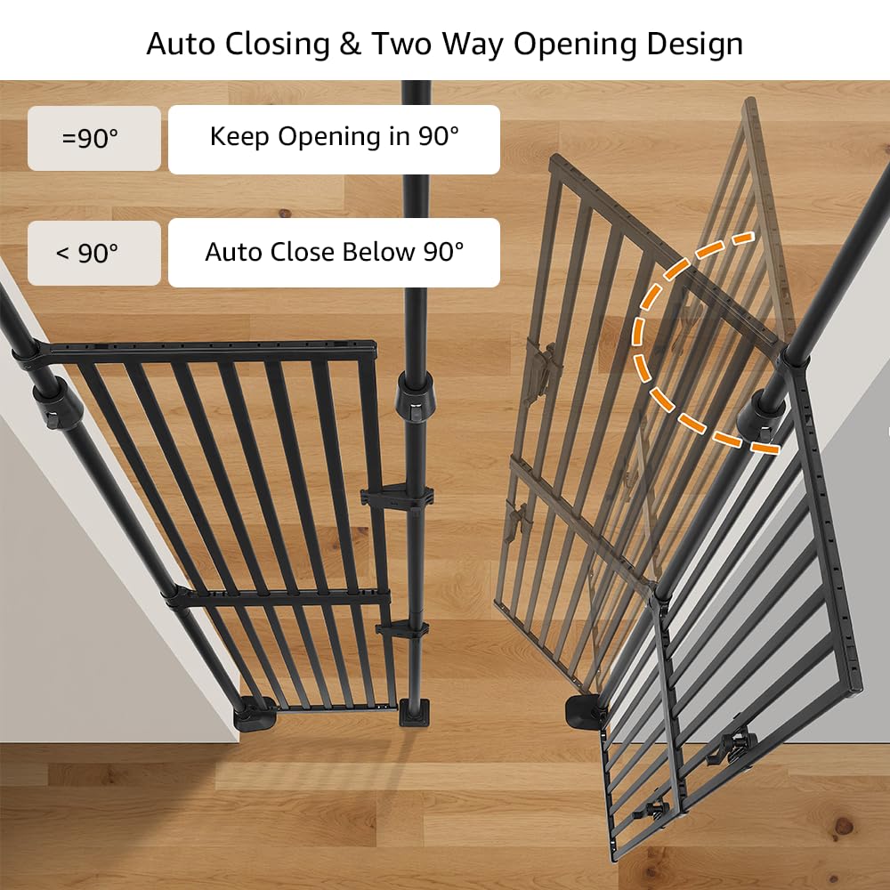unipaws 75 High Extra Tall Cat Gate, Upgrade 3 Support Pillars-Stable Increase, Auto Closing and No Drilling Cat Dog Proof Safet