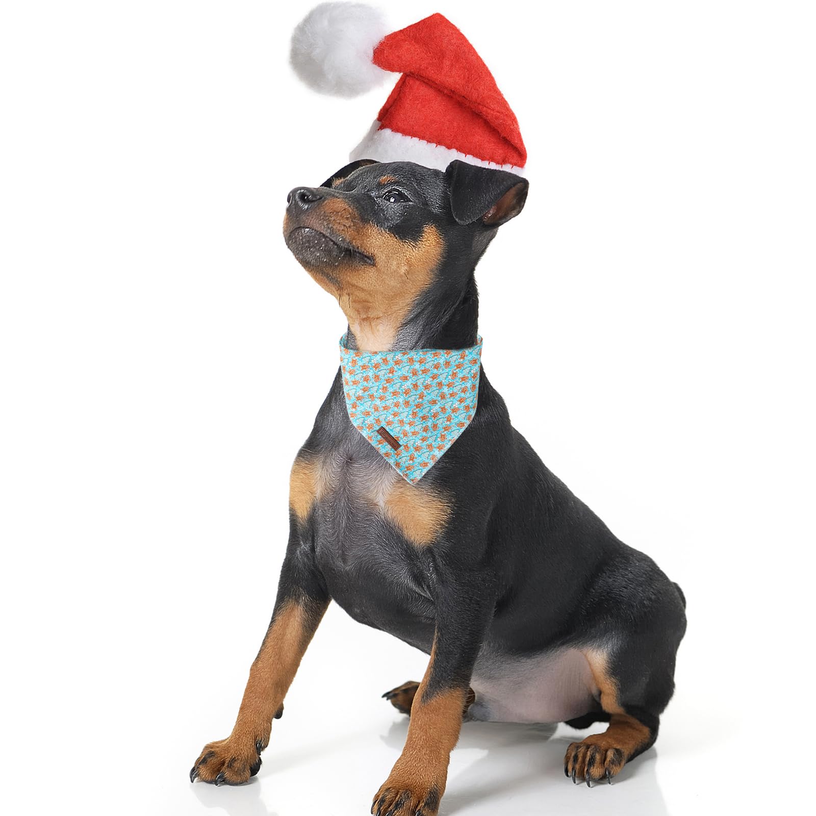 Up Urara Pup Christmas Dog Bandana, Christmas Gingerbread Man Triangle Bid Scarf For Girl Boy Dog, Cotton Pet Kerchief, Adjustab