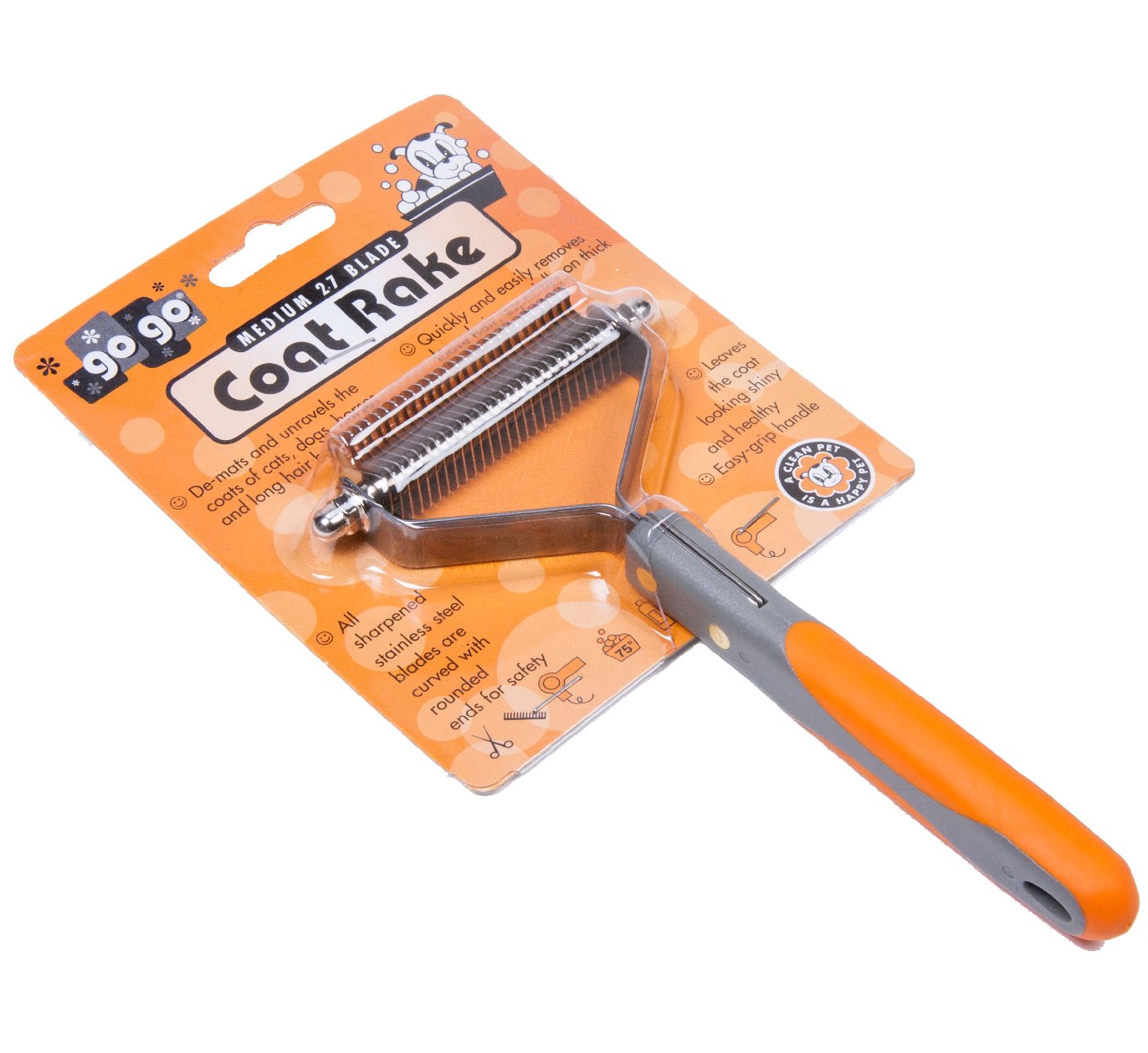 Gogo Pet Products 27-Blade Super Deshedder Coat Rake Pet Grooming Tool, Medium