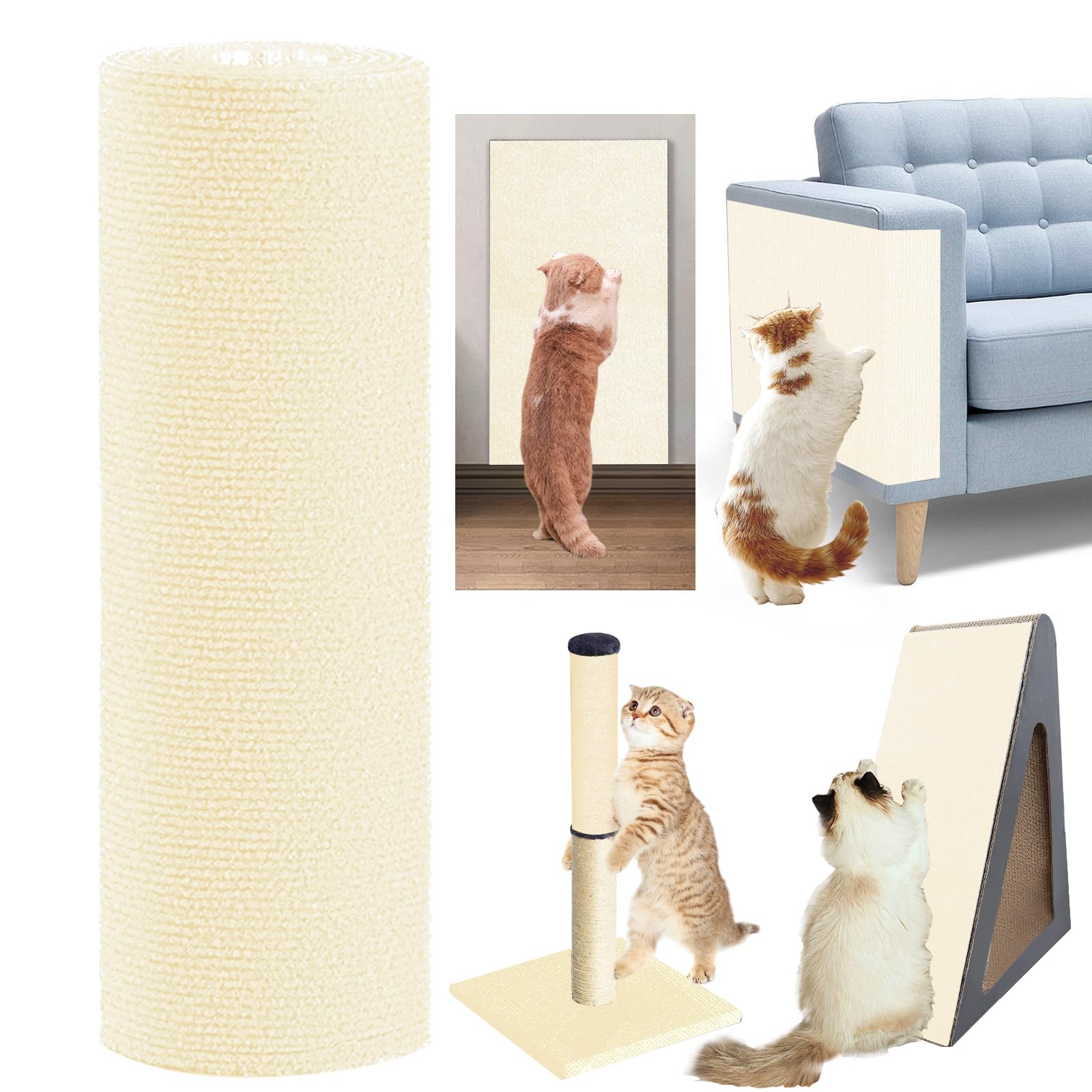 Mesixi 120'X15.8' Cat Scratch Furniture Protector Keep Couch Sofa Protection Anti Claws Corner Wall Scratcher Post Sisal Scrat