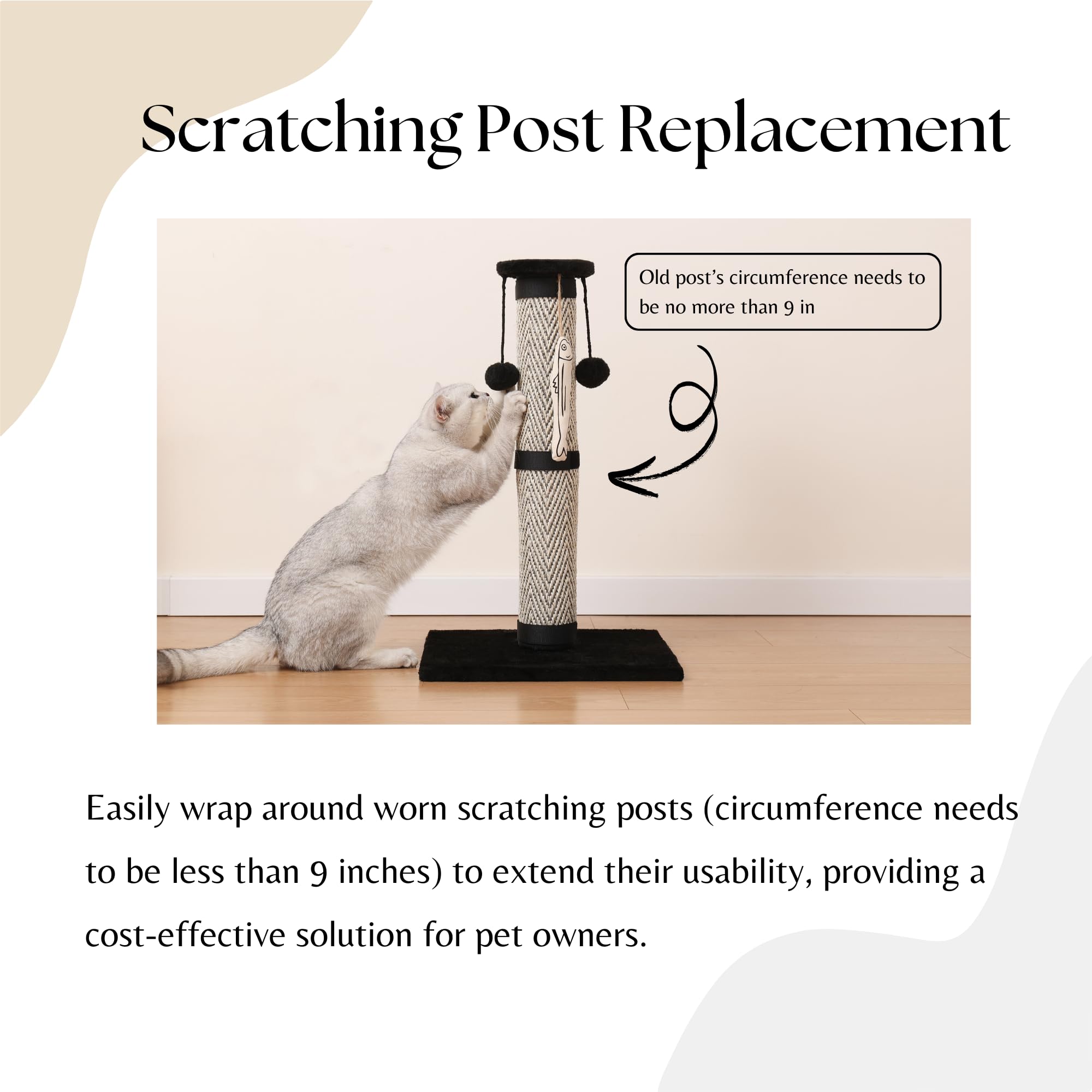 Furrther Boho Sisal Cat Scratcher Mat With Hook And Loop Strips (Scratch Protector For Carpet, Sofa, Wall And Furniture), Durabl