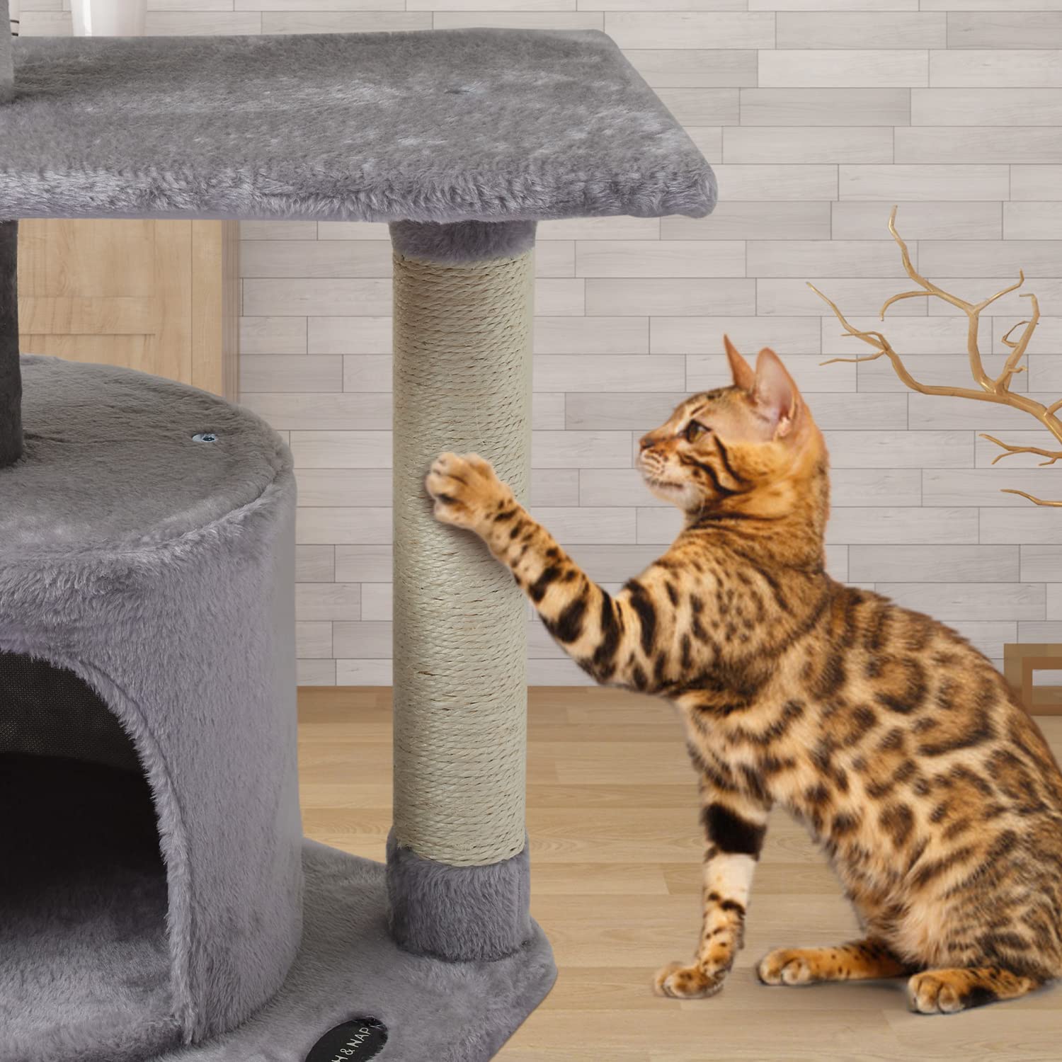 Fish&Nap Us01H Cute Cat Tree Kitten Cat Tower For Indoor Cat Condo Sisal Scratching Posts With Jump Platform Cat Furniture Activ
