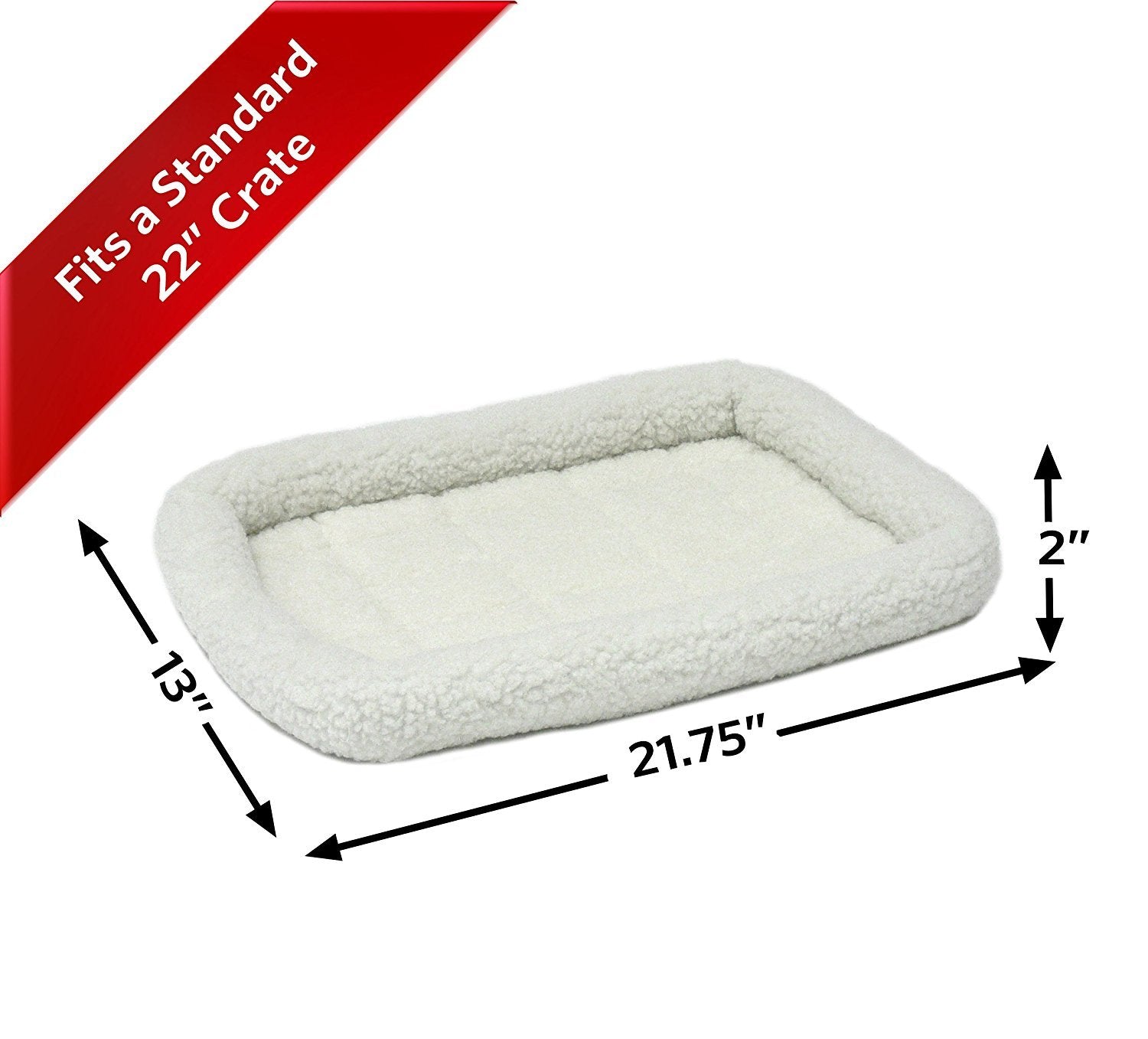 Midwest Homes For Pets Bolster Dog Bed 22L-Inch White Fleece Dog Bed Or Cat Bed W/ Comfortable Bolster | Ideal For Xs Dog Breeds & Fits A 22-Inch Dog Crate | Easy Maintenance Machine Wash & Dry