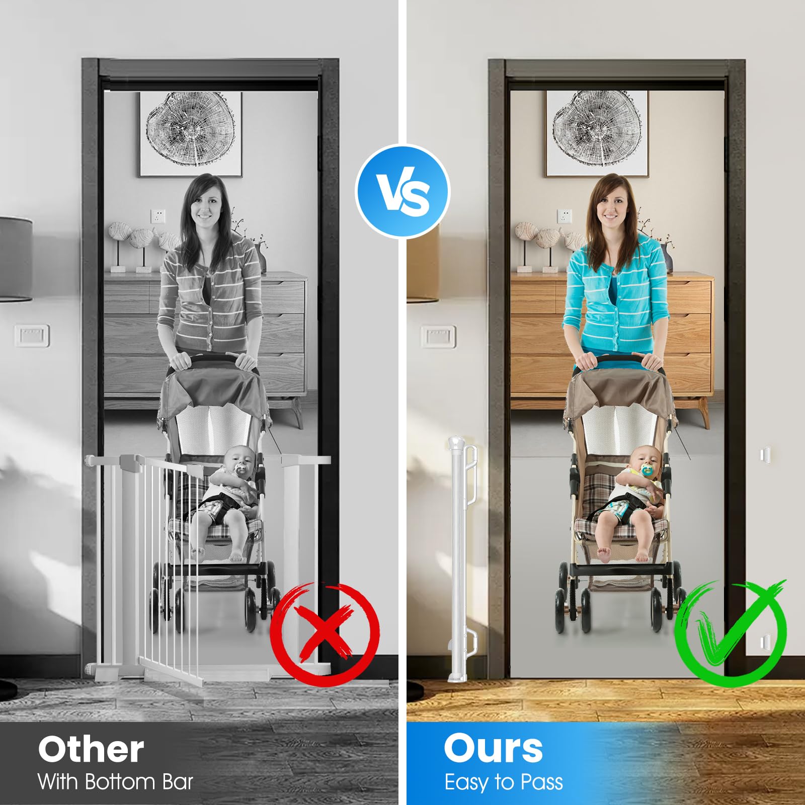 Spaceany Retractable Safety Baby Gate or Mesh Dog Gate,Durable Portable Mesh Retractable Gate,Easy to Use for Stairs, Doorways,