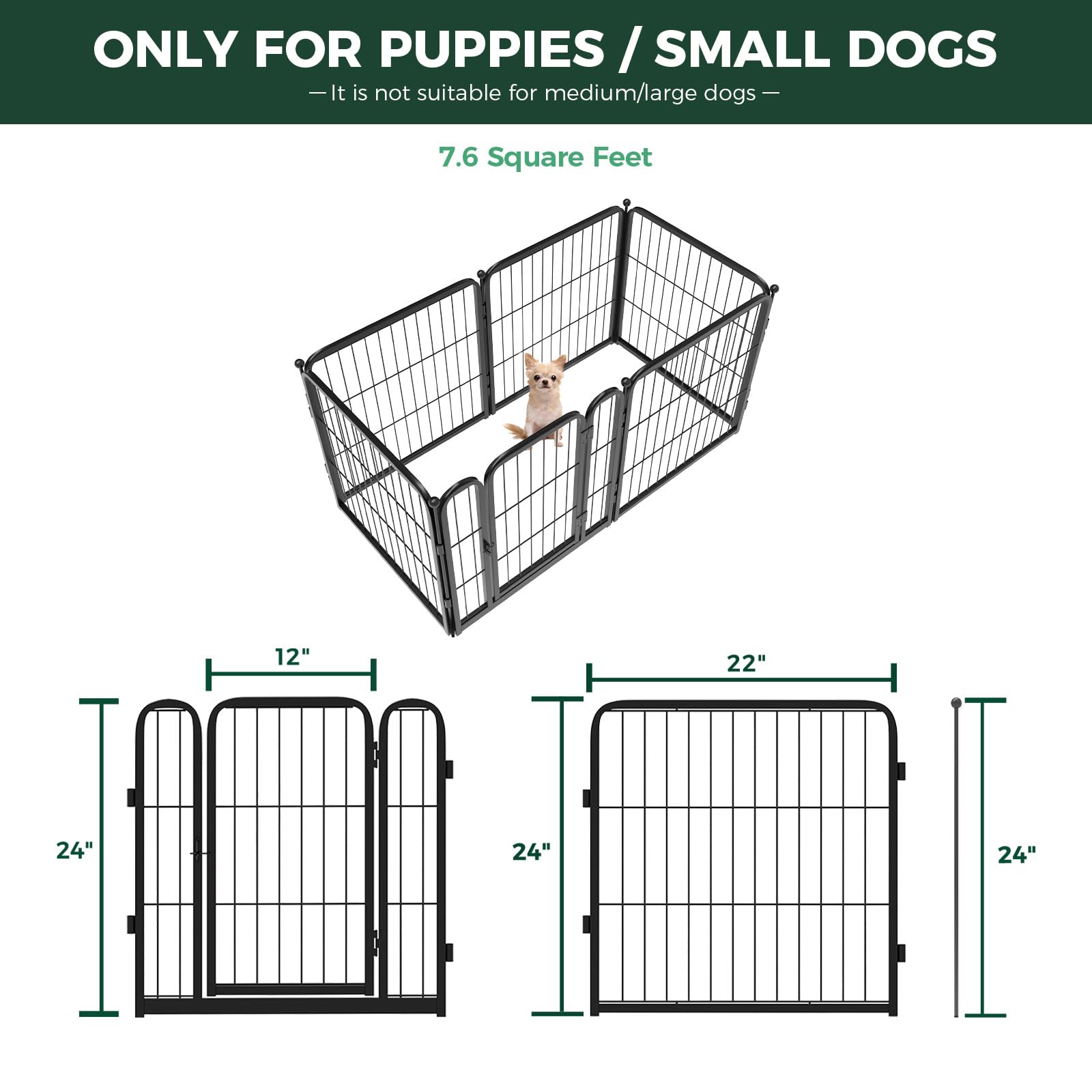 Fxw Homeplus Indoor Dog Playpen - Stress-Free And Safe Play, 24 Inch 6 Panels For Puppy And Small Dogs, Black│Patented