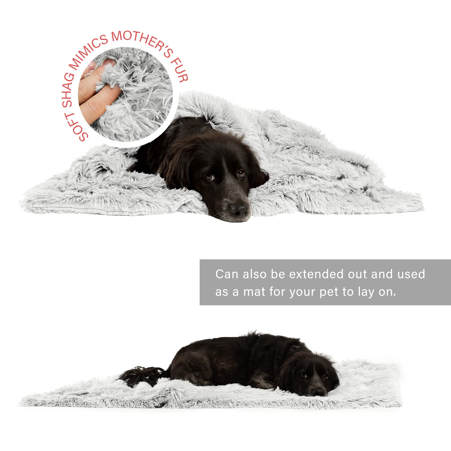 Best Friends by Sheri Calming Shag Dog Blanket, Ultra Soft Faux Fur, Lightweight Pet Throw, Anxiety-Relief, Frost Gray, 40 x 50