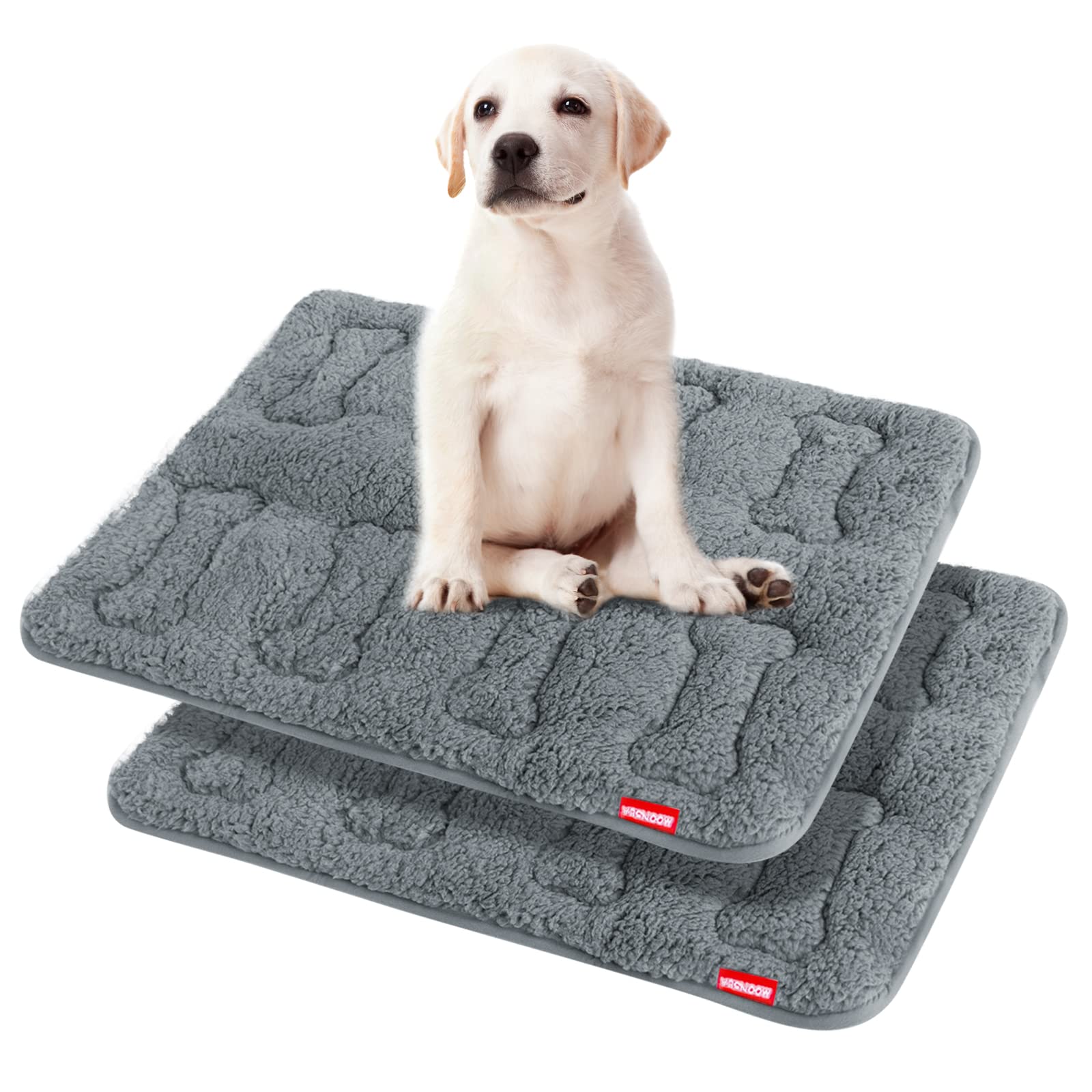 Dog Bed Crate Mat(30'' X 19'') 2 Pack, Soft Plush Dog Bed Pad Machine Washable Crate Pad, Grey