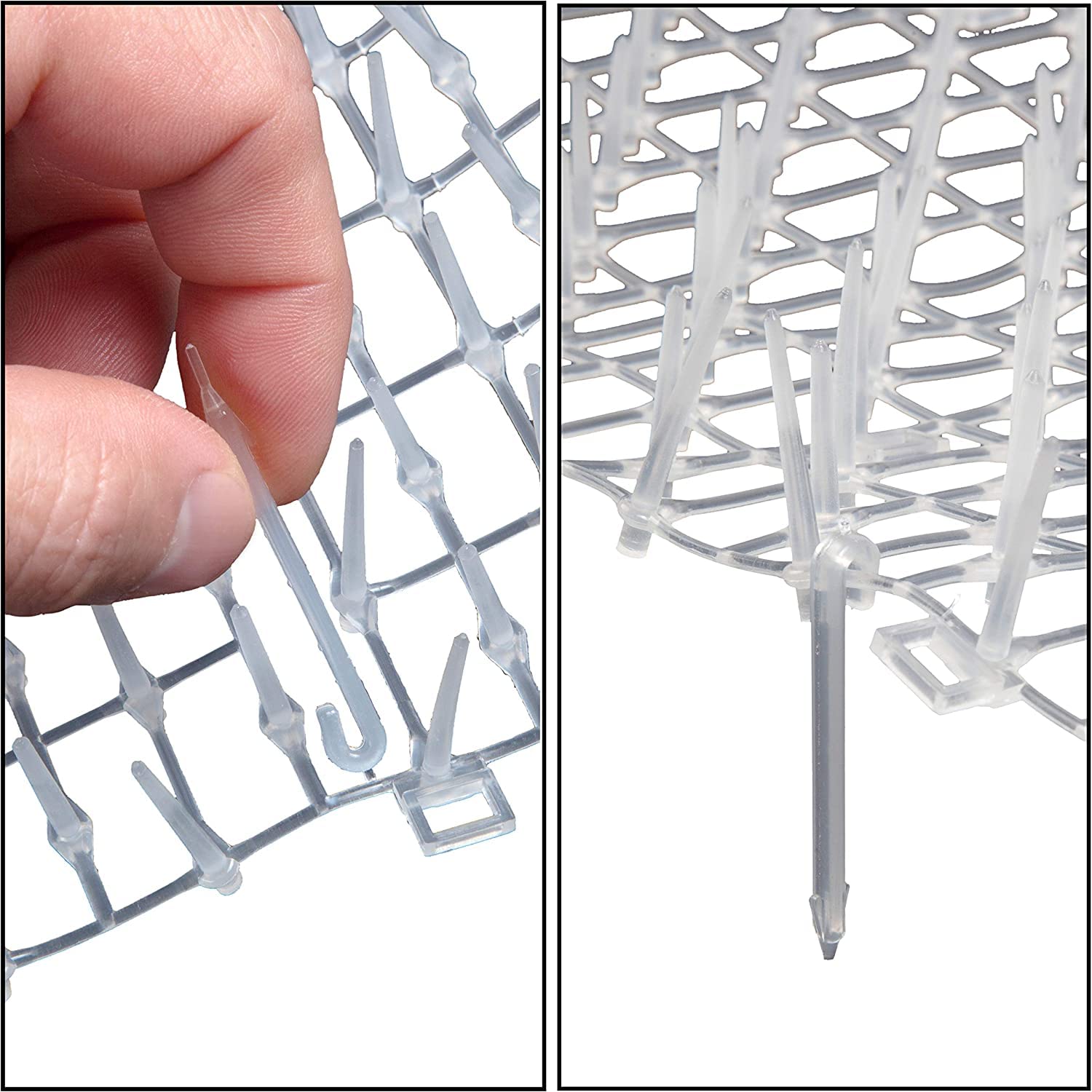 Cat Scat Mat Clear (14 Ft.) With 10 Staples, Anti-Cat Network With Spikes Digging Stopper - Cat Deterrent Mat For Indoor And Out