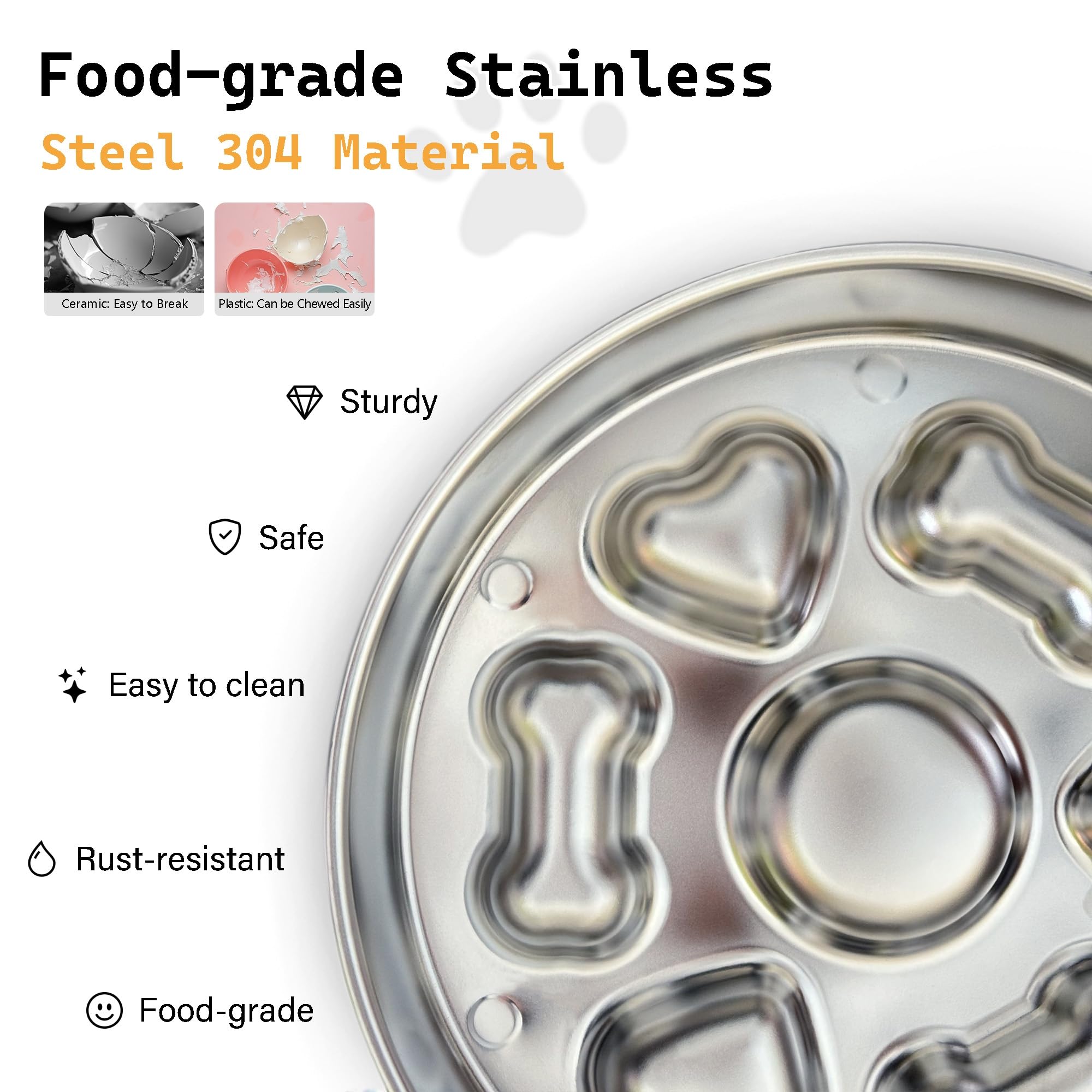 Cilkus Slow Feeder Dog Bowl Stainless Steel, 3 Cups Large Capacity, Designed To Slow Down Eating, Double-Sided Design Ideal For