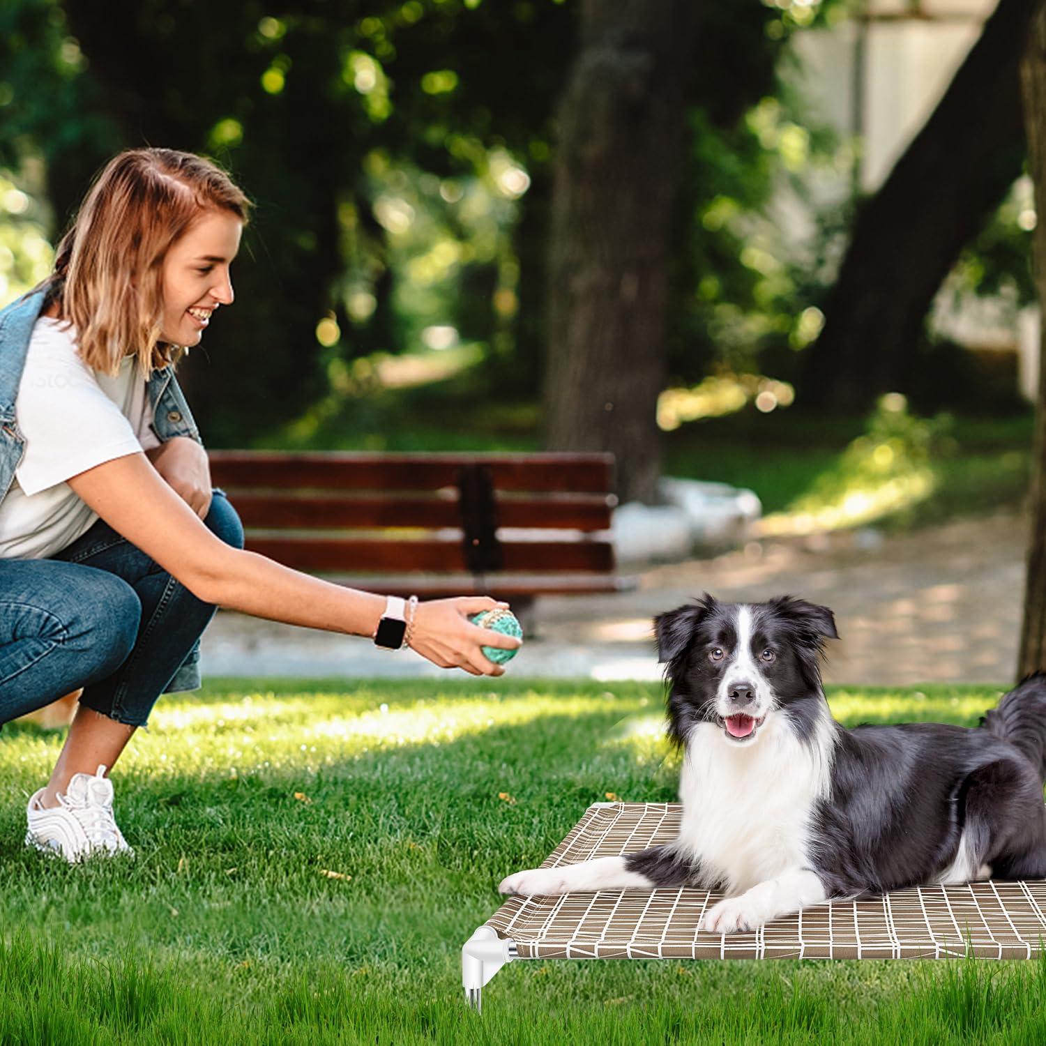 Dopliv Elevated Dog Bed - Raised Dogs Beds for Large Dogs, Portable Indoor & Outdoor Dog cot, Soft and Comfortable, Pet Bed for