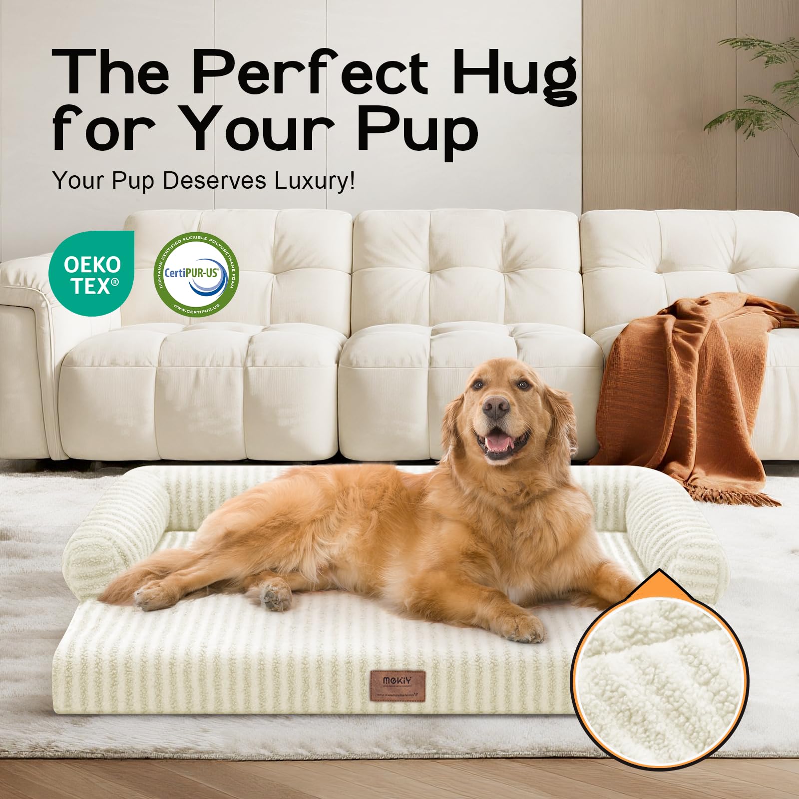 Dog Beds Large Size Dog, Waterproof Memory Foam Large Dogs Bed with Sides, Non-Slip Bottom and Orthopedic Foam Pet Couch Bed wit
