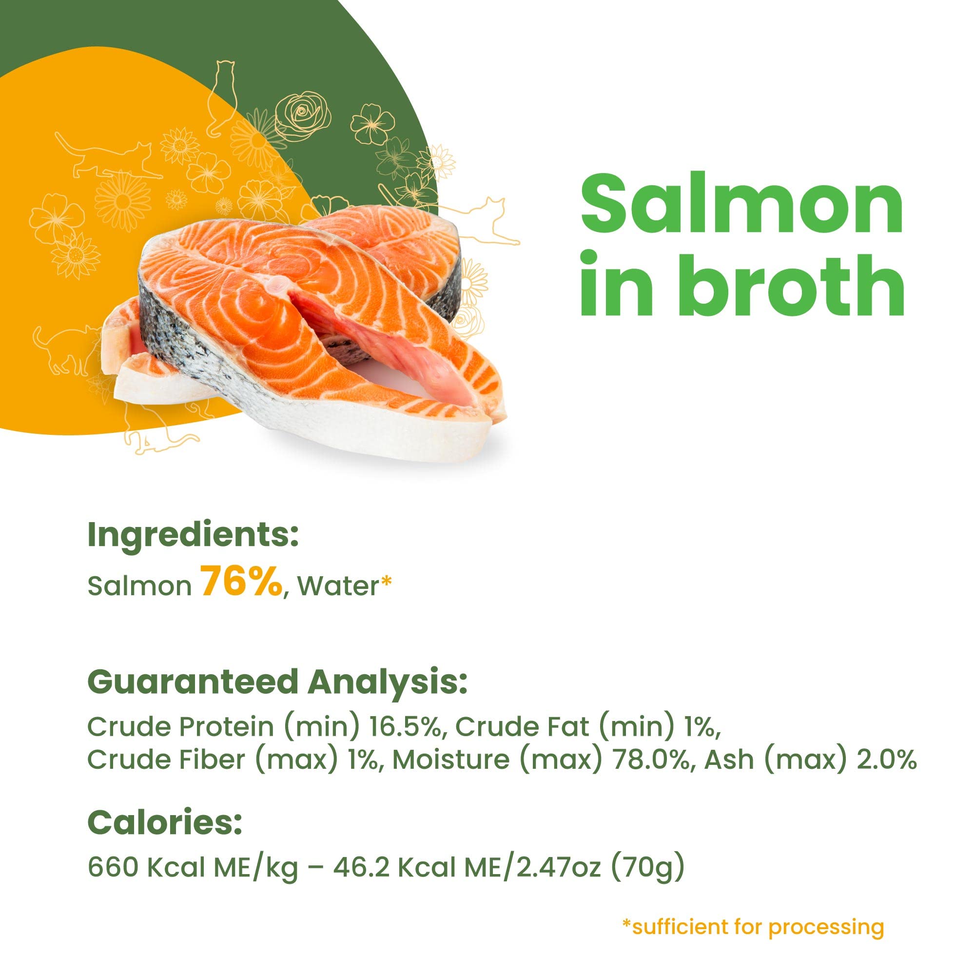 almo nature HQS Natural Salmon in Broth Grain Free Wet Canned Cat Food (24 Pack of 2.47 oz/70g cans)