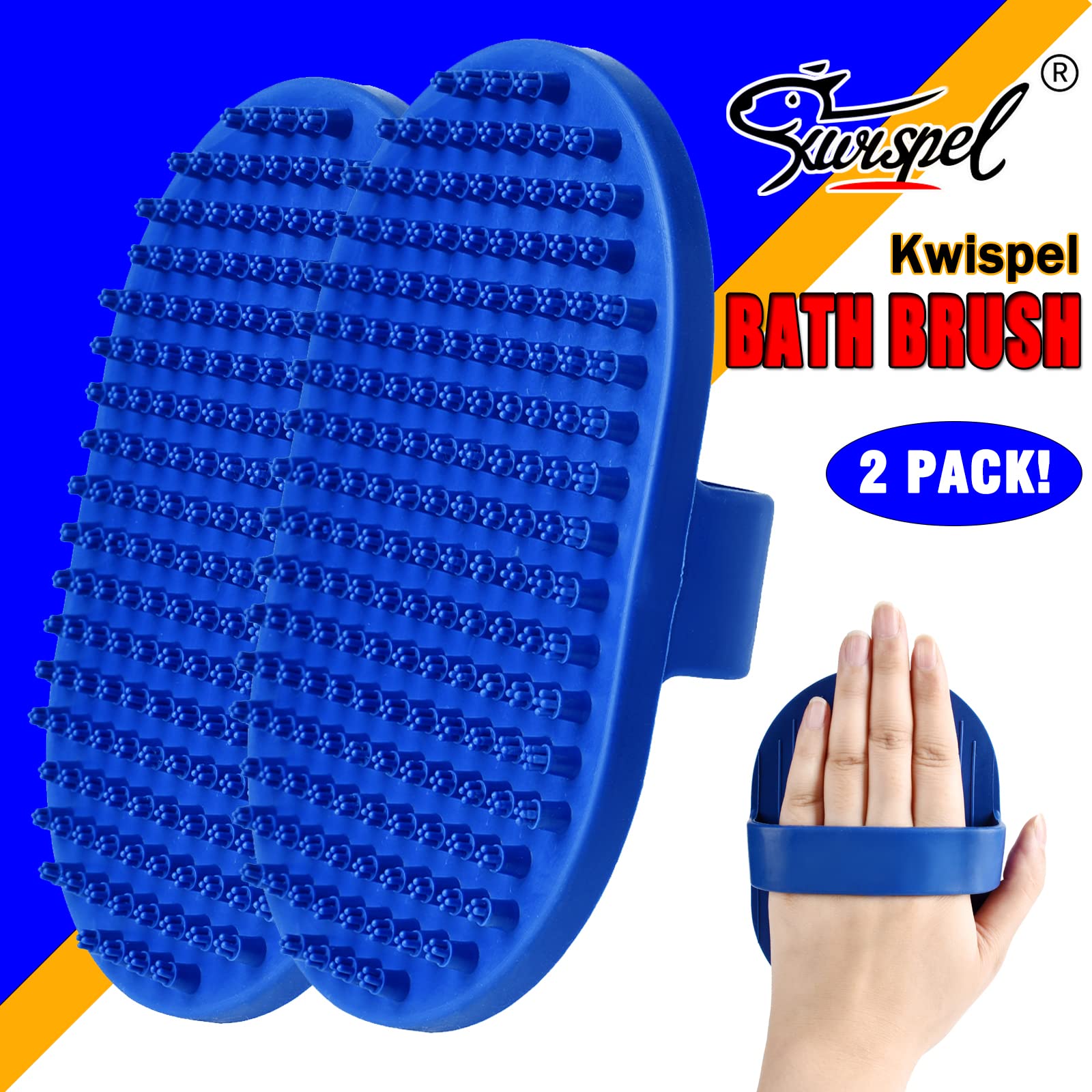 Kwispel Dog Bath Brush, 2 Pcs Dog Grooming Brush Rubber Dog Wash Brush Dog Shampoo Shower Shedding Bathing Brush For Short Long Haired Dogs And Cats