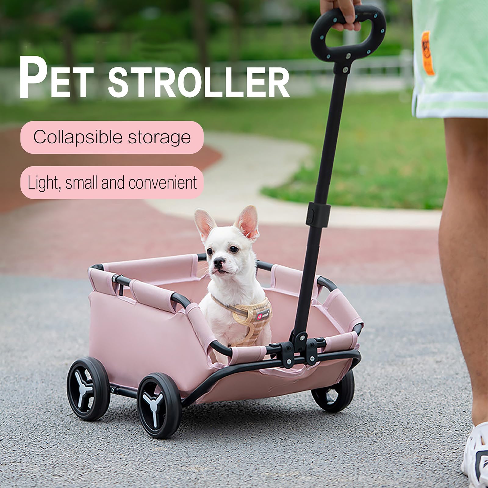 Dog Stroller 4 Wheels Folding Dog Cart Pet Stroller For Travelling Shopping Walking Playing For Small Dogs Cats (Black)