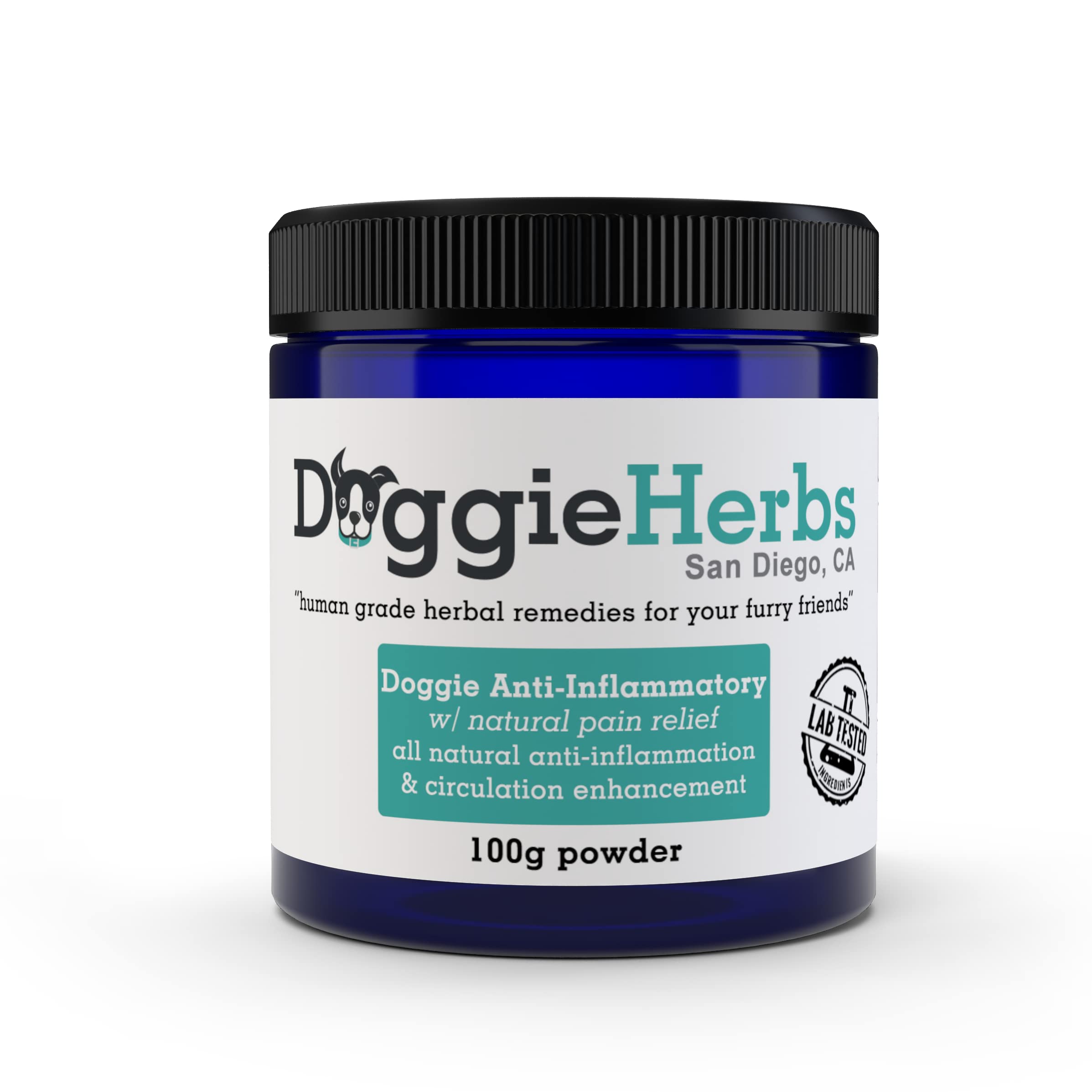 Anti-Inflammatory for Dogs w Turmeric (Curcumin) | Human Grade Dog Pain Relief, Arthritis Supplement - 100g by Doggie Herbs