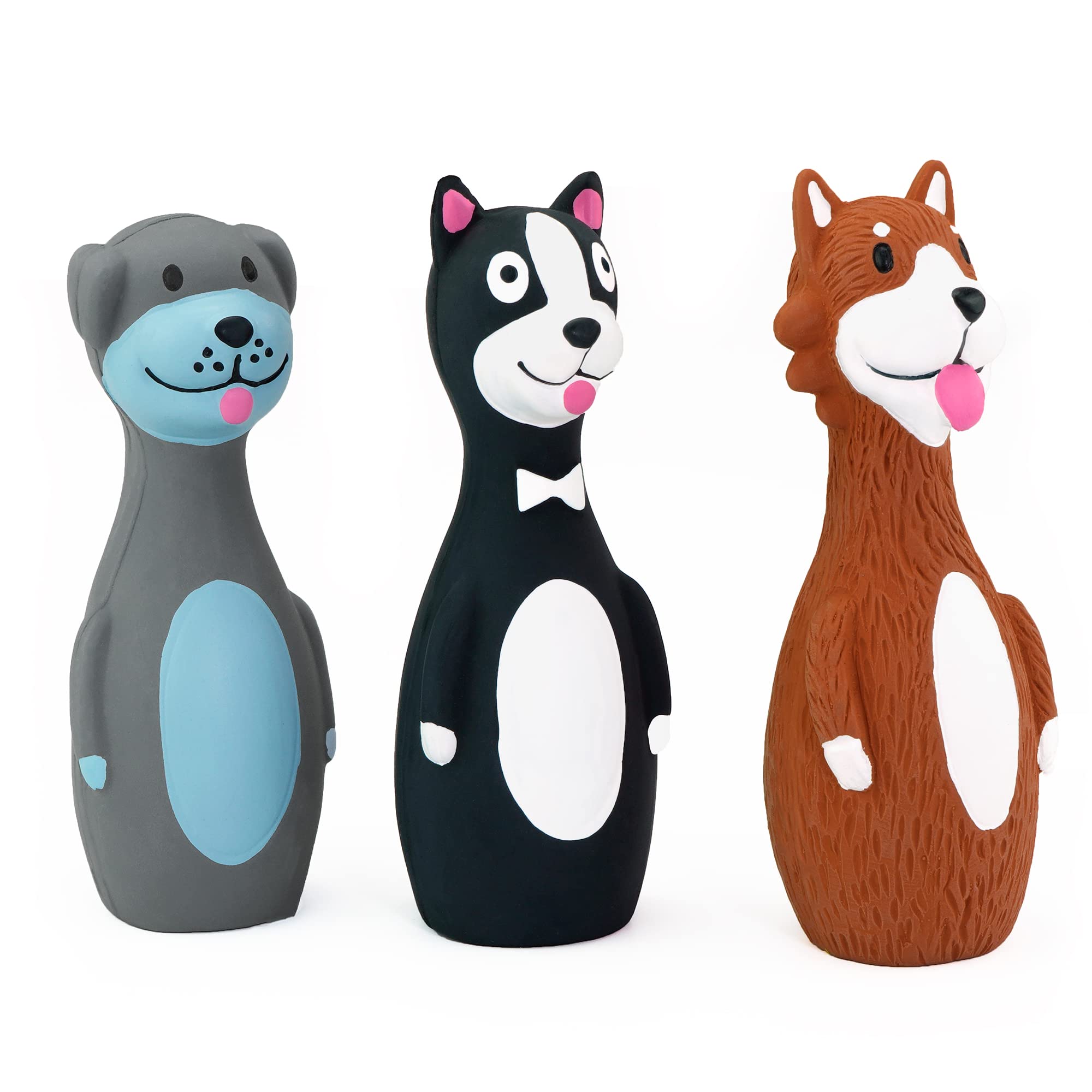 CHIWAVA Squeaky Latex Dog Toys - 3 Pack Small Stick Toys, Assorted Color, Natural Rubber for Interactive Play