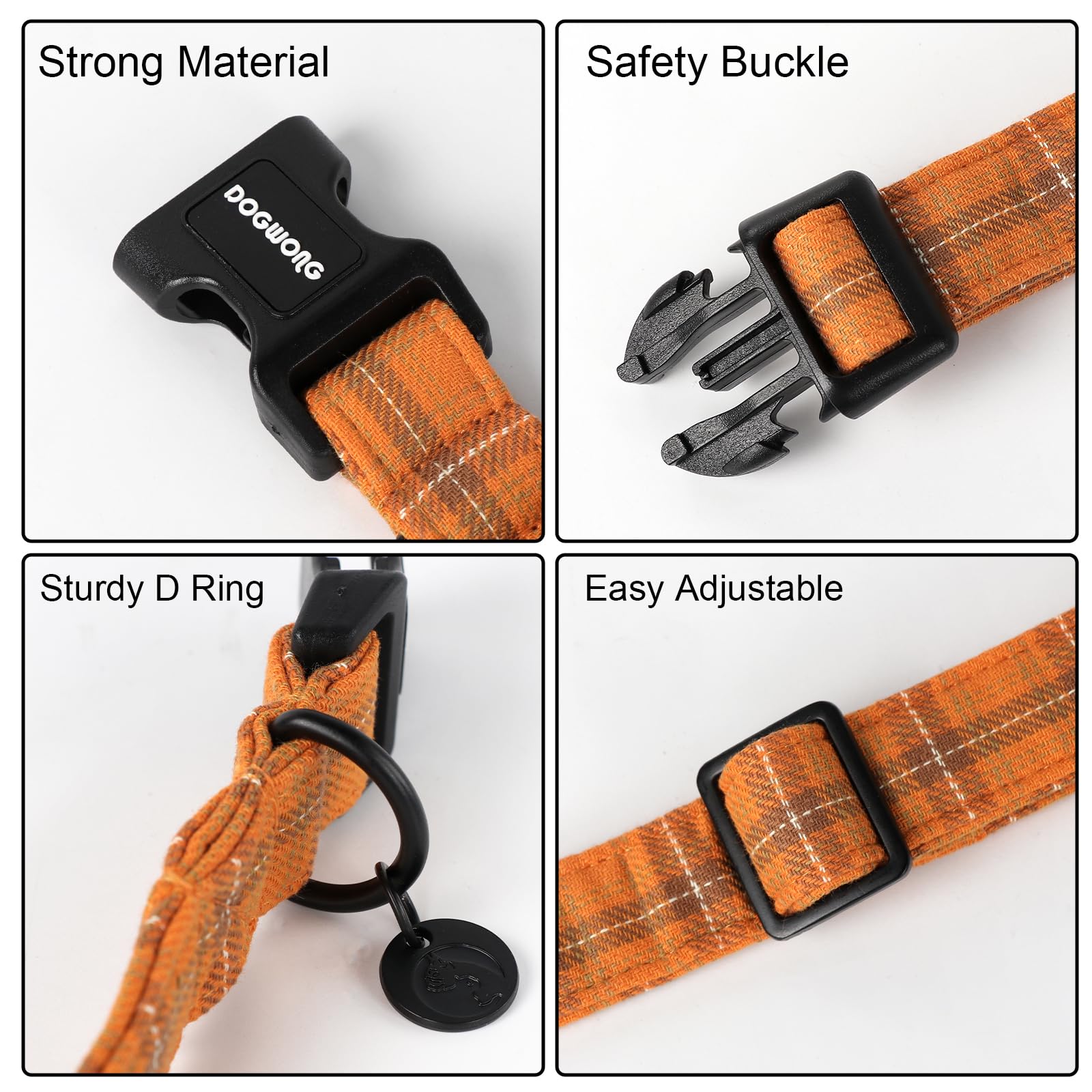 Dogwong Cotton Dog Collar, Heavy-Duty Fall Dog Collar Durable Soft Fabric Pet Dog Collar Cute Halloween Puppy Necklace For Small Medium Large Dog