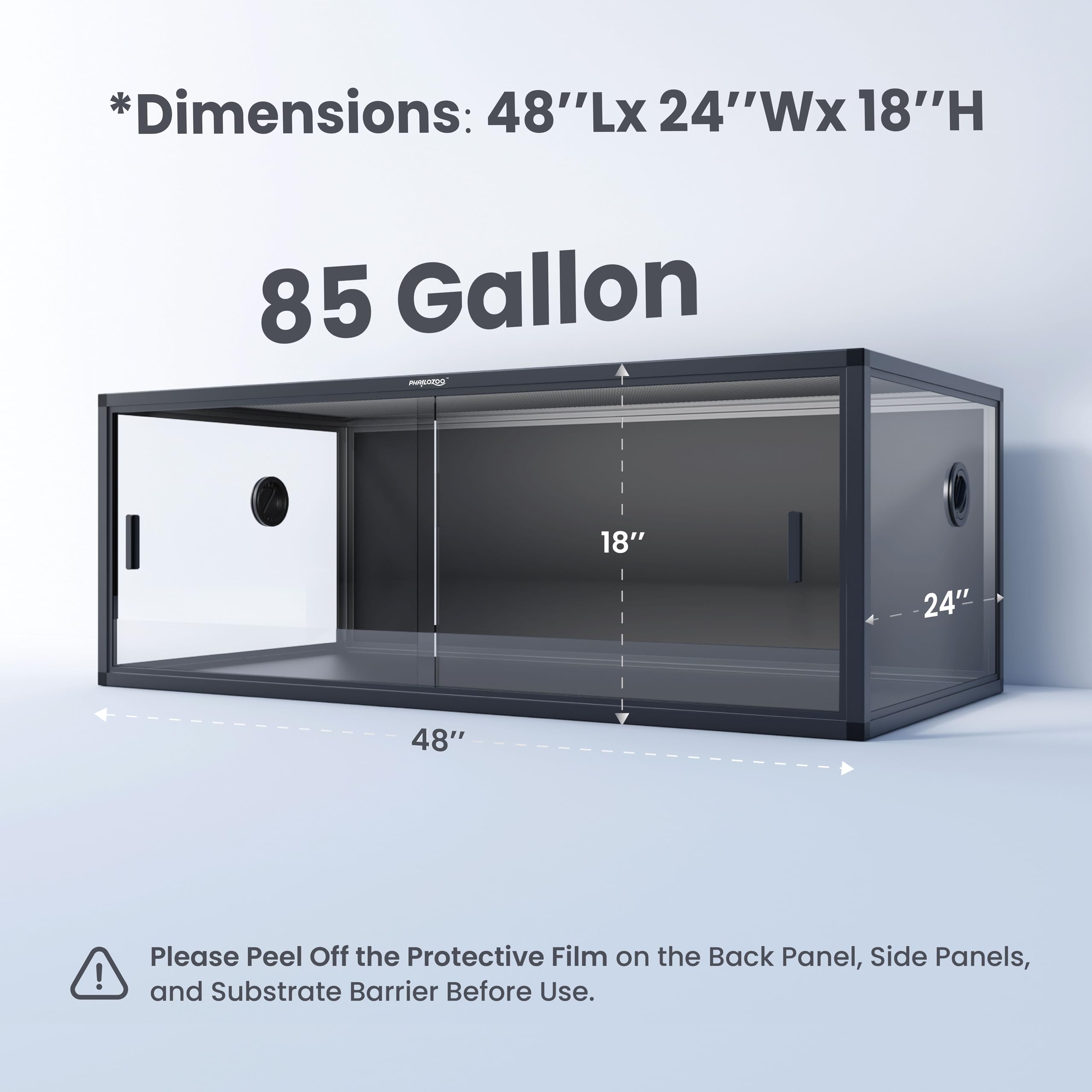 Phailozoo 85 Gallon Reptile Tank, Front Opening Snake Tank For Easy Maintenance, Reptile Enclosure With Top Screen Ventilation 4