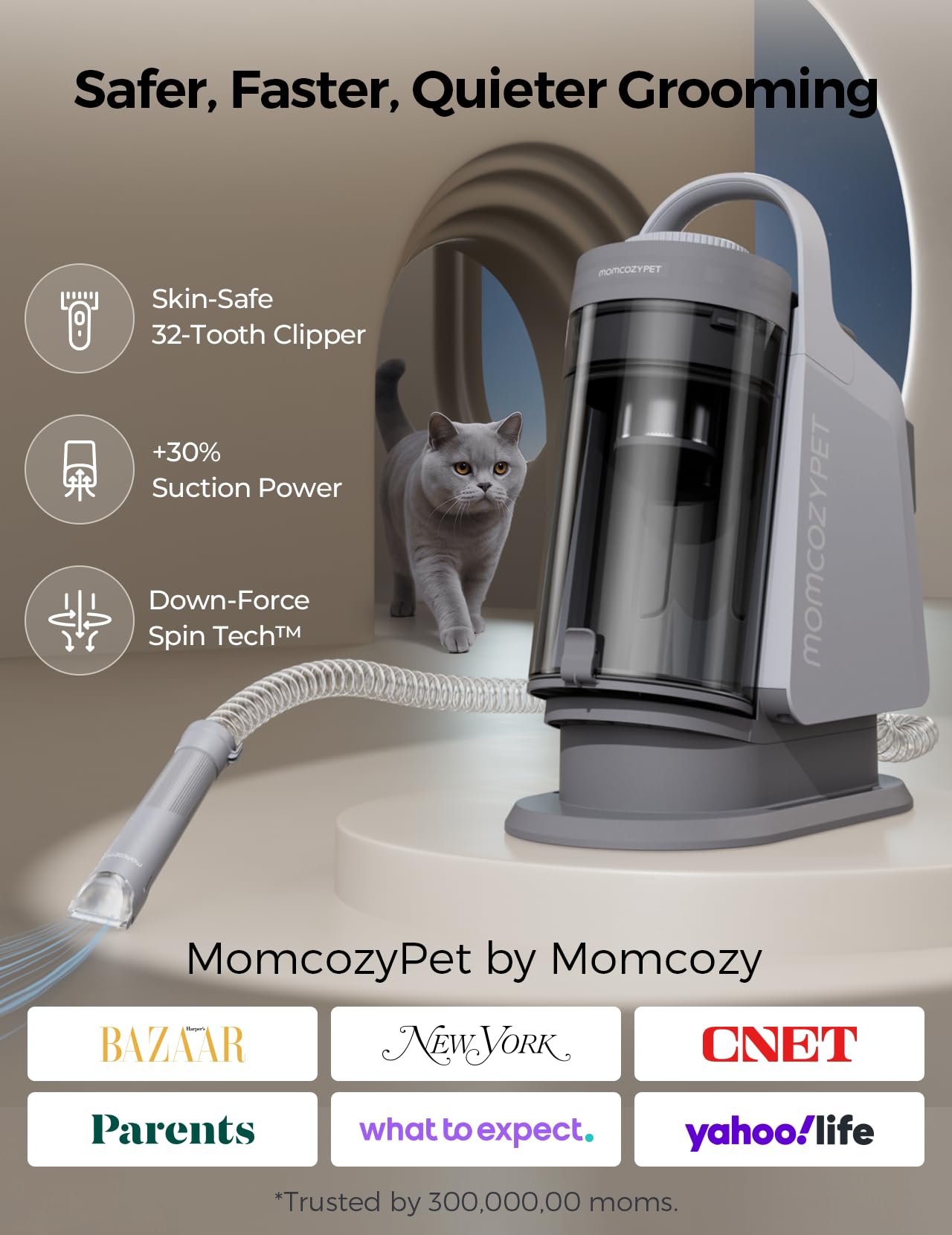 Momcozypet Dog Grooming Kit, Furease Dog Grooming Vacuum With Dog Clippers For Grooming, 13000Pa Powerful Dog Vacuum For Sheddin