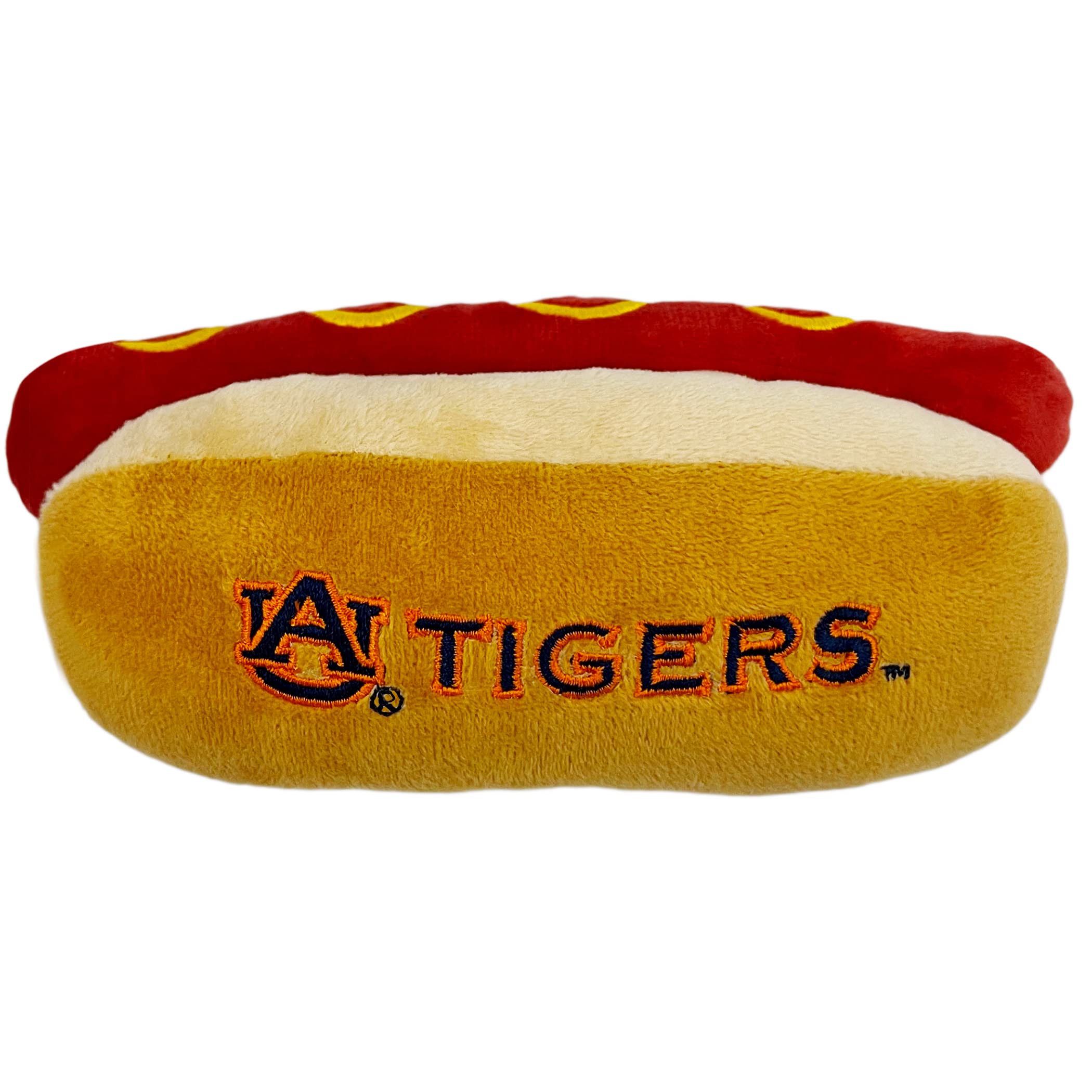Pets First Ncaa Auburn Tigers Hot Dog Plush Dog & Cat Squeak Toy- Cutest Hot-Dog Snack Plush Toy For Dogs & Cats With Inner Sque