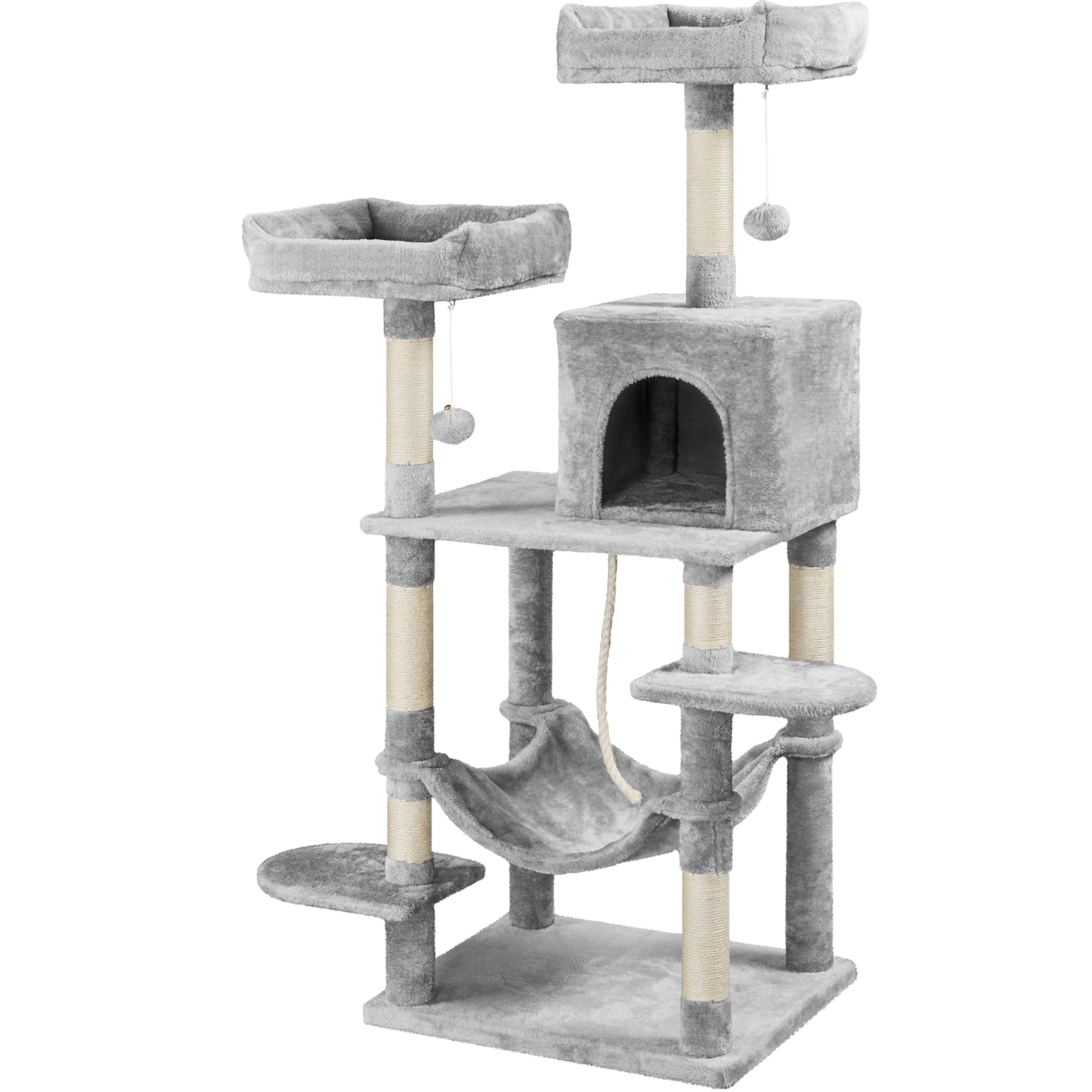 Topeakmart 59 Inches Cat Tree Cat Tower Stand House Condo With Big Hammock Scratching Post Kitty Pet Play House