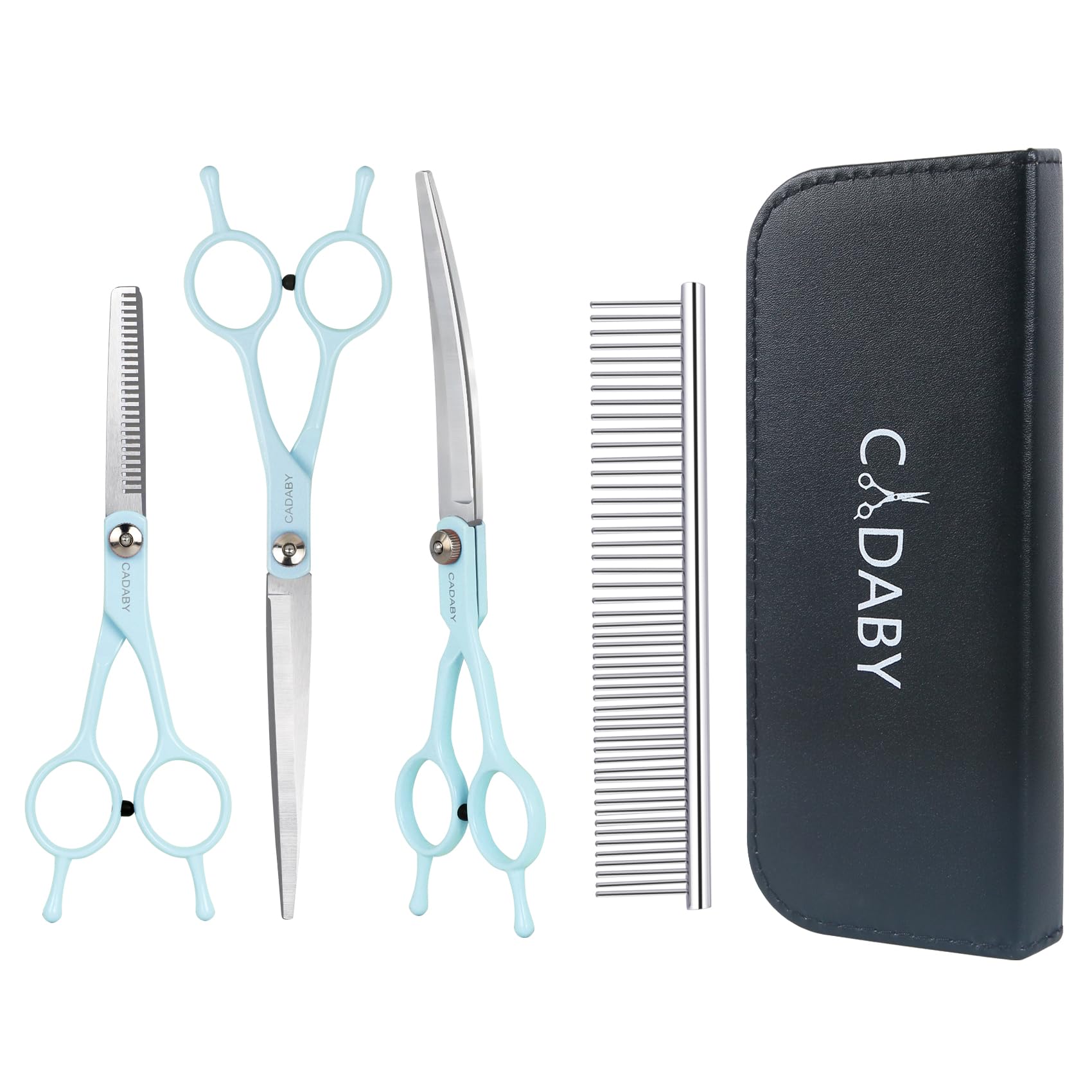 Dog Scissors for Grooming, 5 in 1 Dog Grooming Scissors Kit, Professional Dog Scissors Stainless Steel Pet Grooming Shears for D