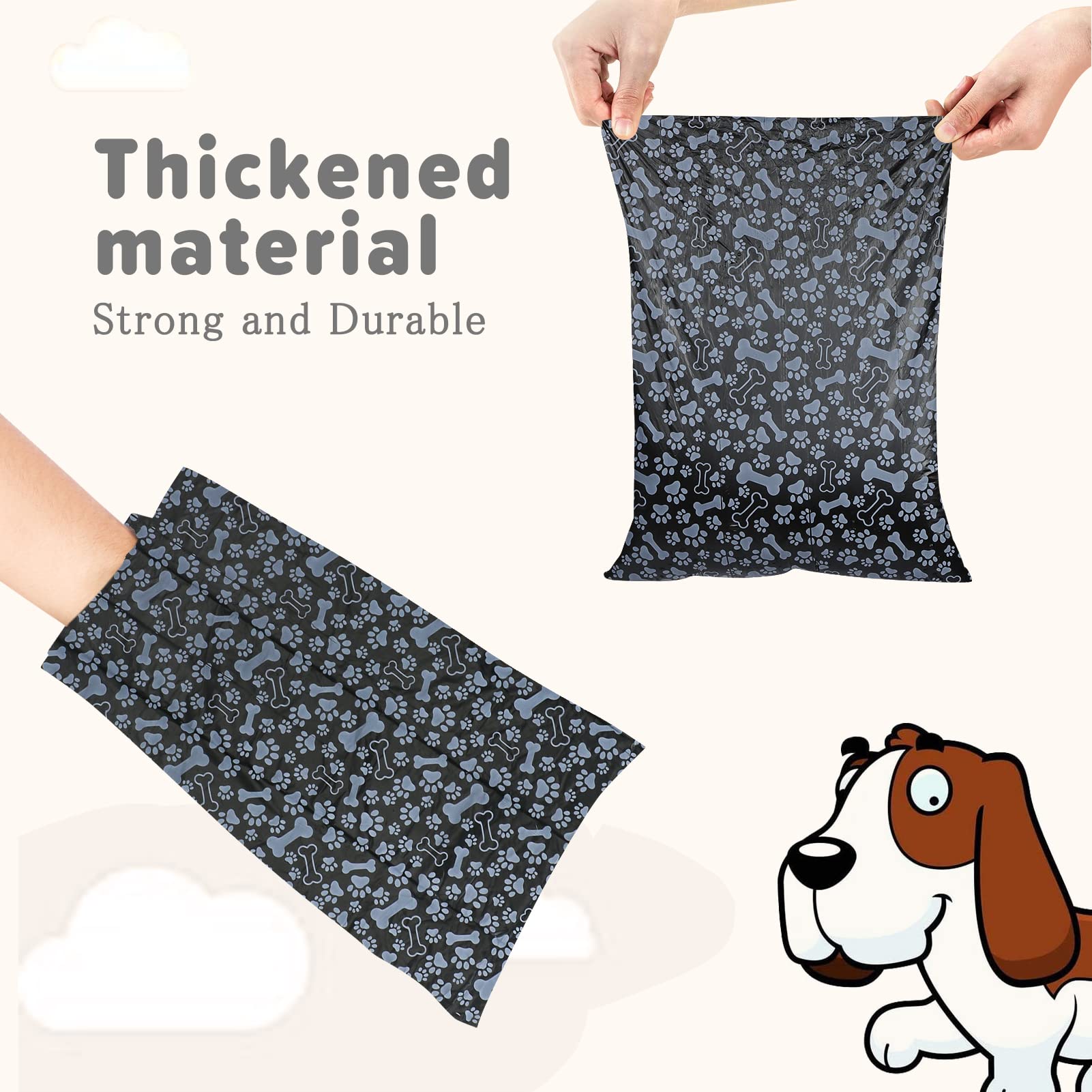 Naturetouch Pet Supply Dog Poop Bags, Goggie Bags For Poop, Extra Thick And Strong Pet Waste Bags For Poop, Opaque Leak Proof Bag, 240 Counts/16 Rolls, 12.6 X 8.3 Inch, Black Pattern