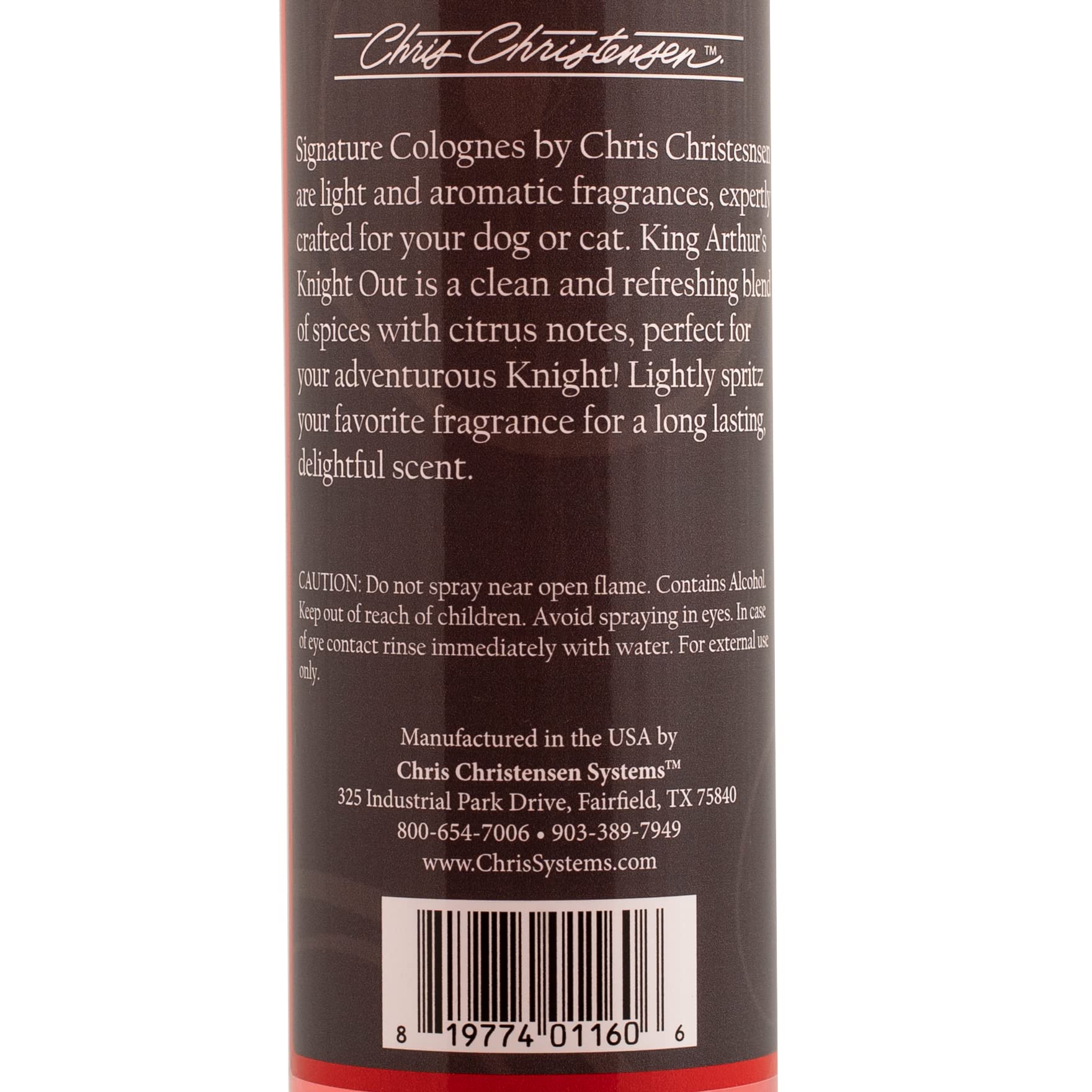 Chris Christensen King Arthur's Knight Out Pet Cologne, 16 oz, Long Lasting Designer Fragrance for Dogs and Cats, Red