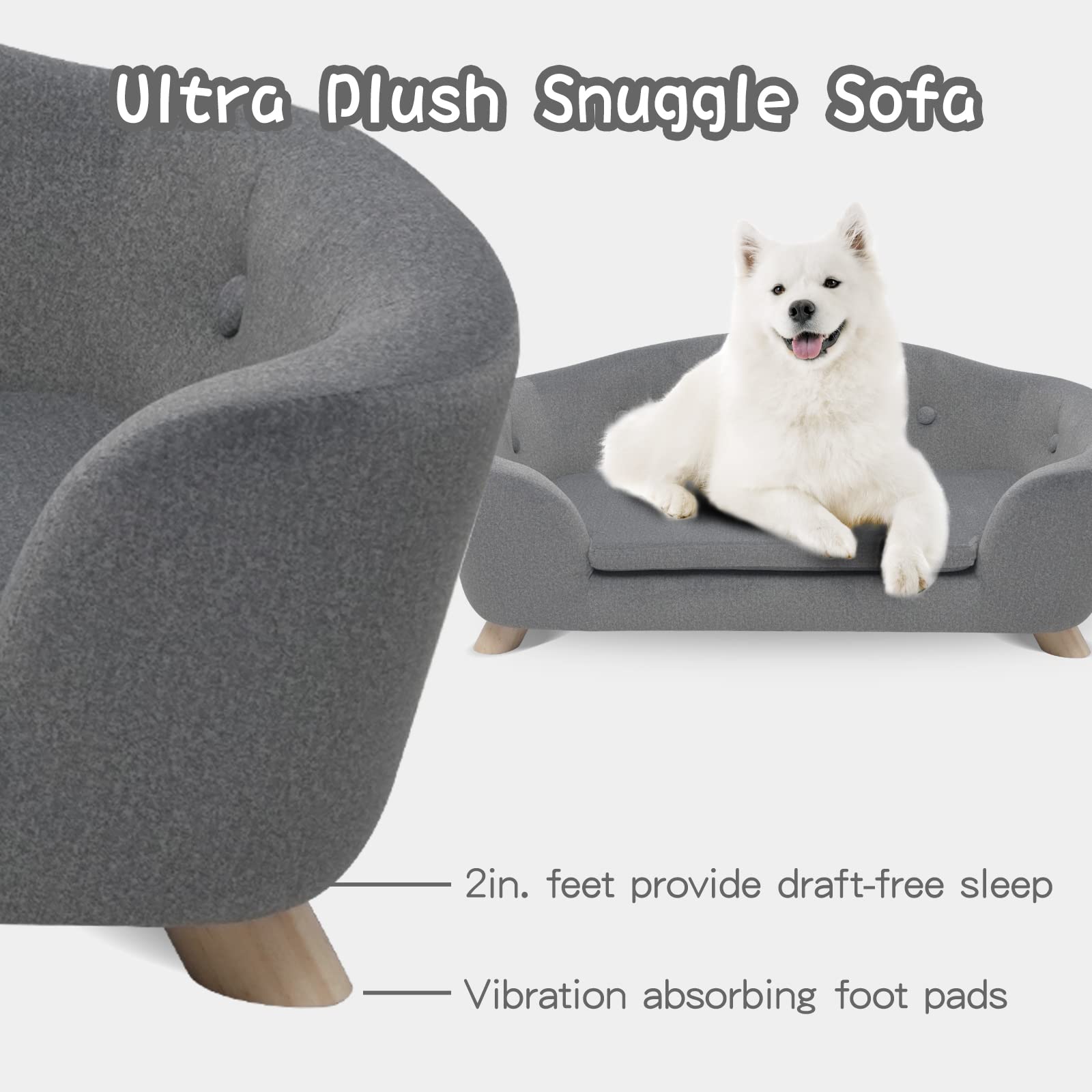 Shavi Large Cat Sofa, 35'' Wide Dog Couch For Large And Medium Cats Dogs, Low Back Pet Sofa With Washable Cushion, Luxury Velvet