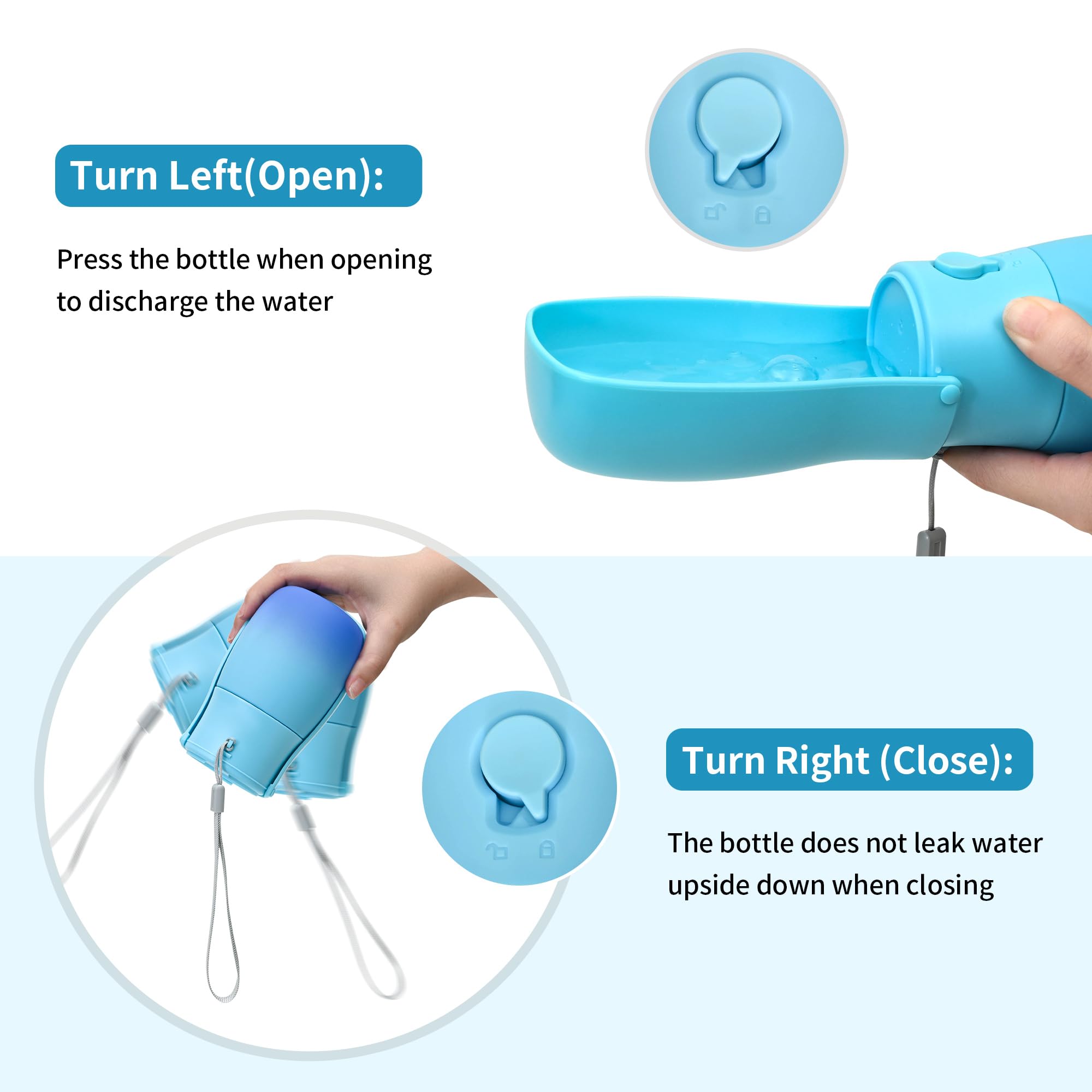 Vepouyu Dog Water Bottle, Travel Puppy Water Bowl, Leak Proof Portable Puppy Water Dispenser, Foldable Dog Water Bottle For For