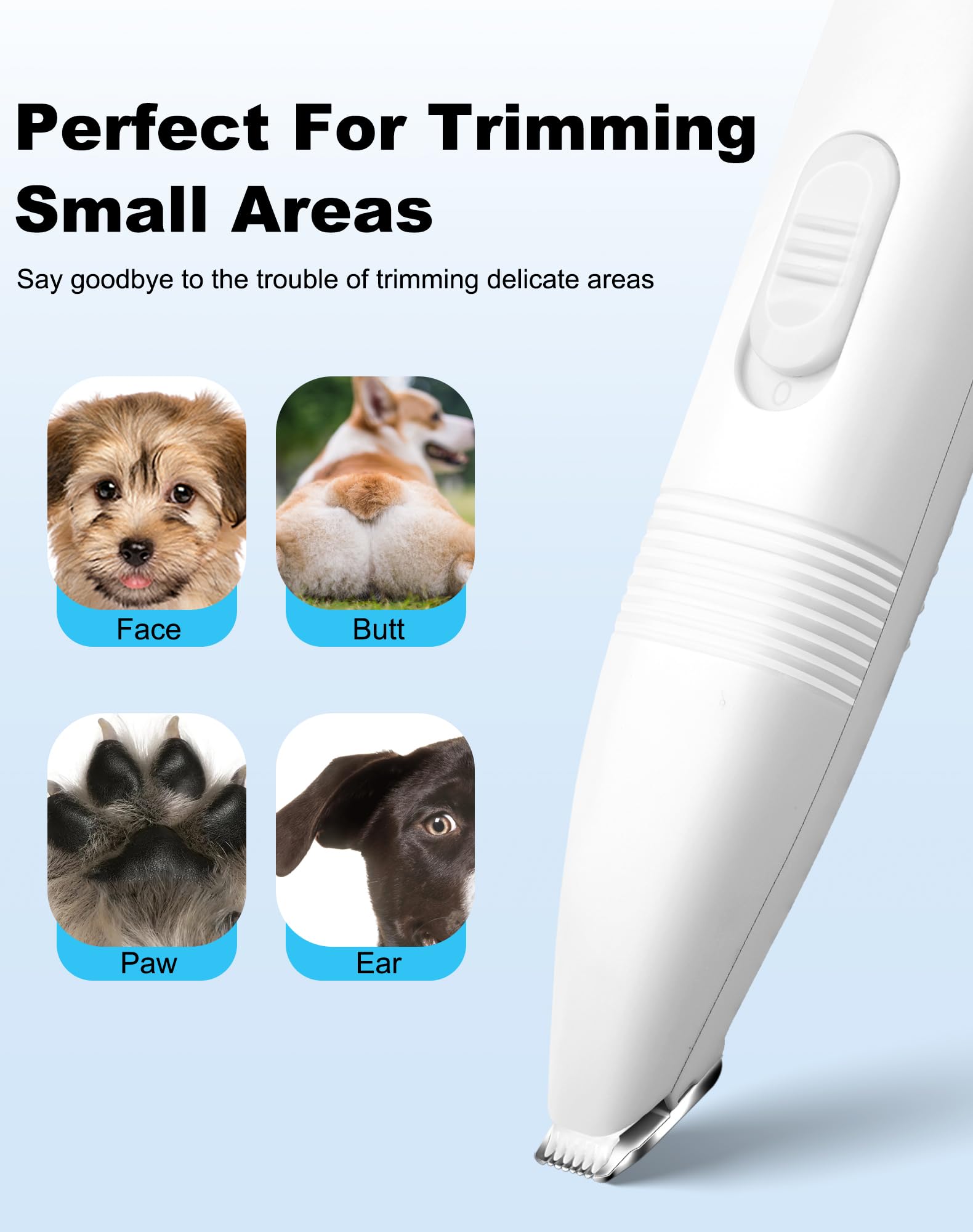 Lexflext Dog Grooming Clippers, Dog Paw Trimmer With Detachable Ceramic Blade For Trimming Small Areas Of Pet 'S Hair, Low Noise