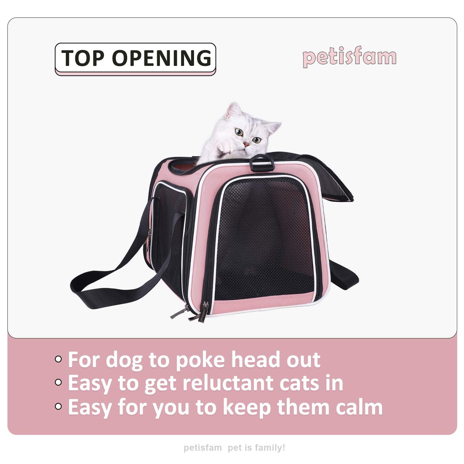 Petisfam Soft Pet Carrier For Medium Cats And Small Dogs With Cozy Bed, 3 Doors, Top Entrance | Airline Approved, Escape-Proof,
