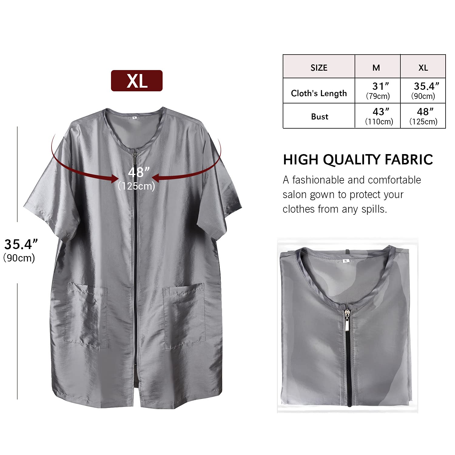 Noverlife Pet Grooming Workwear With Long Full Zipper, Xl Size, Lightweight Hair Grooming Smock Jacket, Anti-Static Pet Work Clo