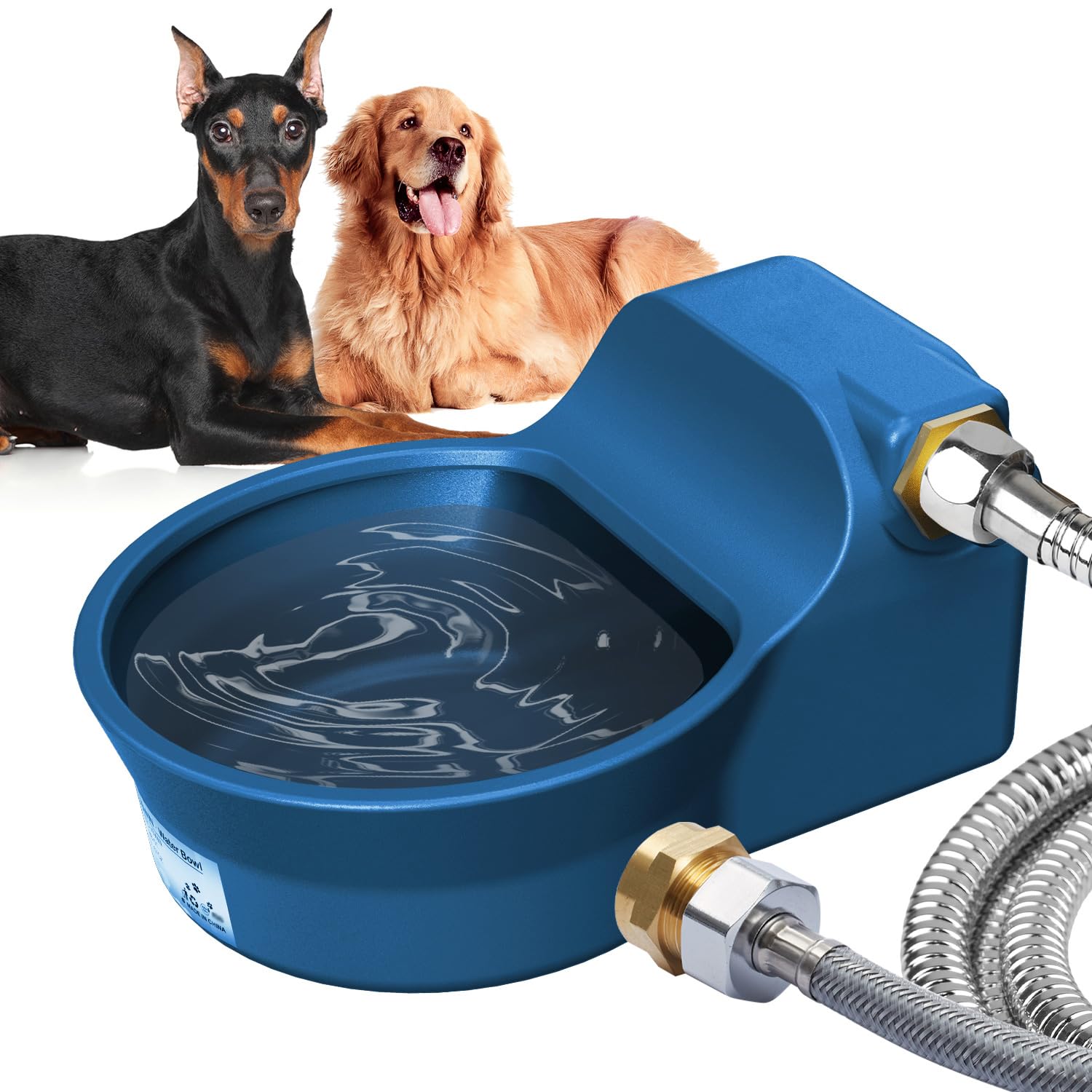 Automatic Dog Water Bowl Dispenser, Patented Automatic 2L Water Dispenser for Dogs, Chicken Waterer Bowl Fit 3/4GHT Faucet, Wa