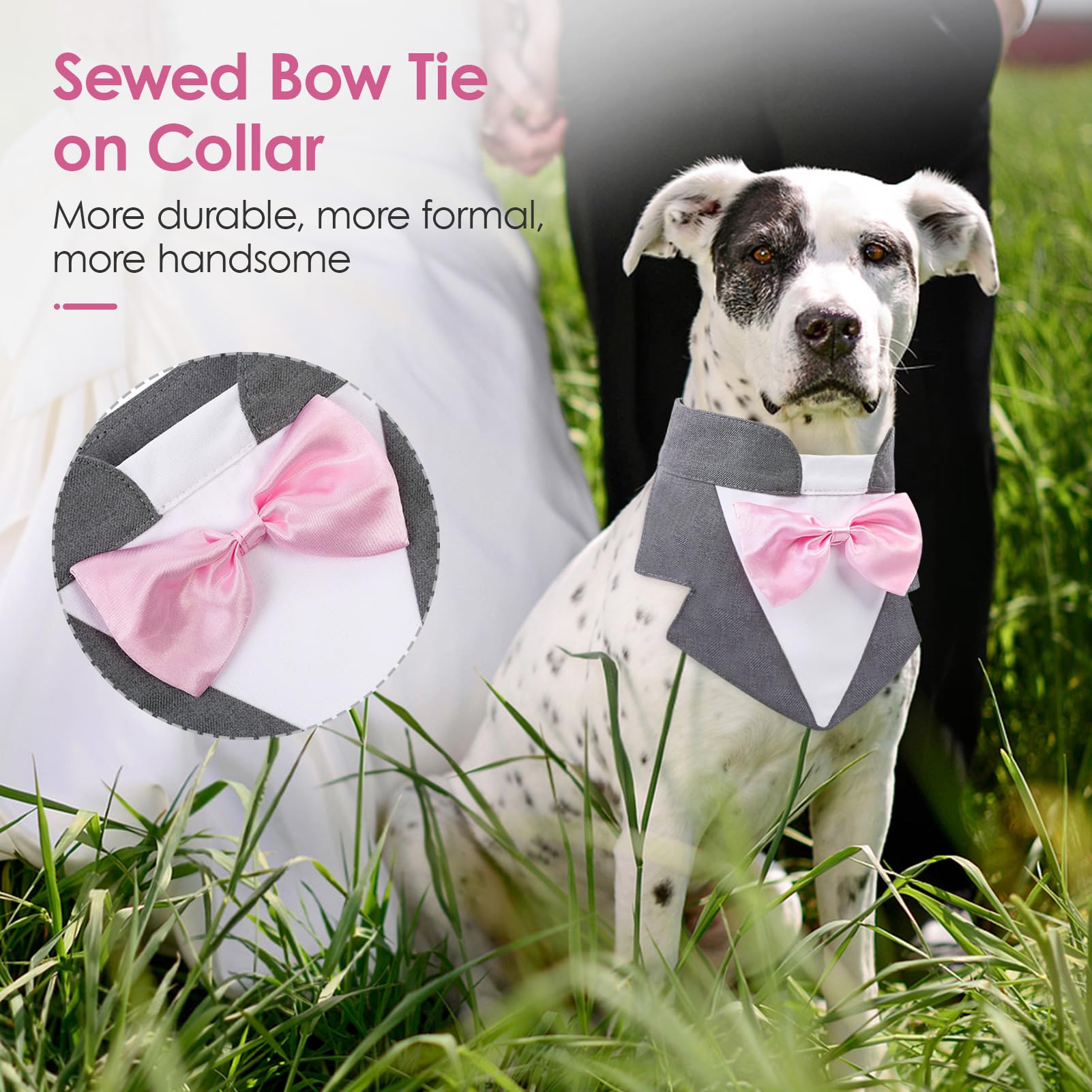 Aofitee Formal Dog Tuxedo, Extra Large Dog Wedding Bandana Collar With Bow Tie, Adjustable Birthday Costume Valentines Outfits,