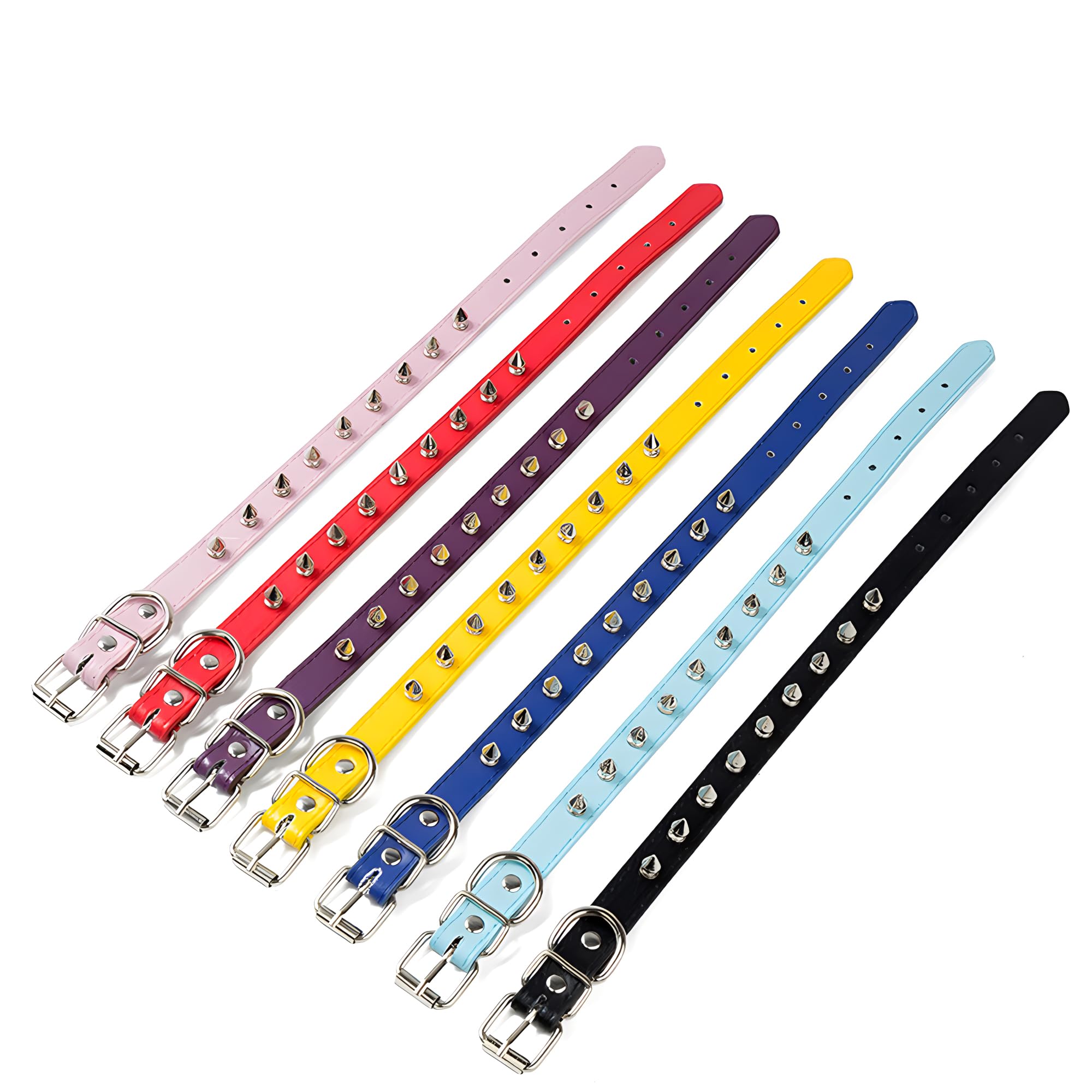 Spiked Dog Collar For Small Dogs,Soft Pu Leather Rivet Spike Stud Studded Cat Collars Adjustable For Xs Small Breed Pet Teacup M