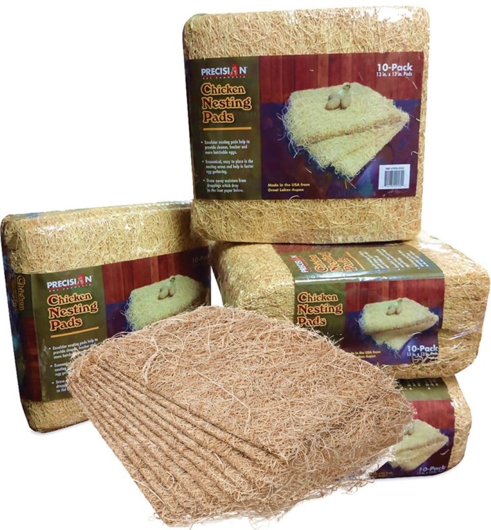 Precision Pet Chicken Nesting Pads By Petmate - 13    X 13    Premium Chicken Bedding Fit Most Nesting Boxes - 10 Pack,Beige, Ma