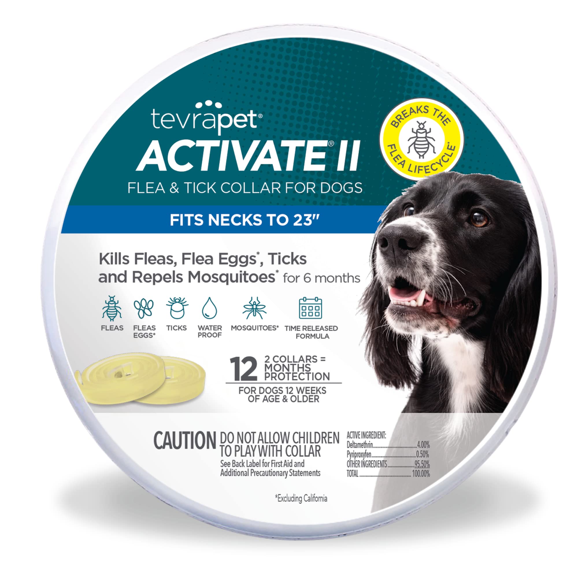 Tevrapet Activate Ii Flea And Tick Collar For Dogs, 12 Months Prevention, 2 Count, One Size Fits All