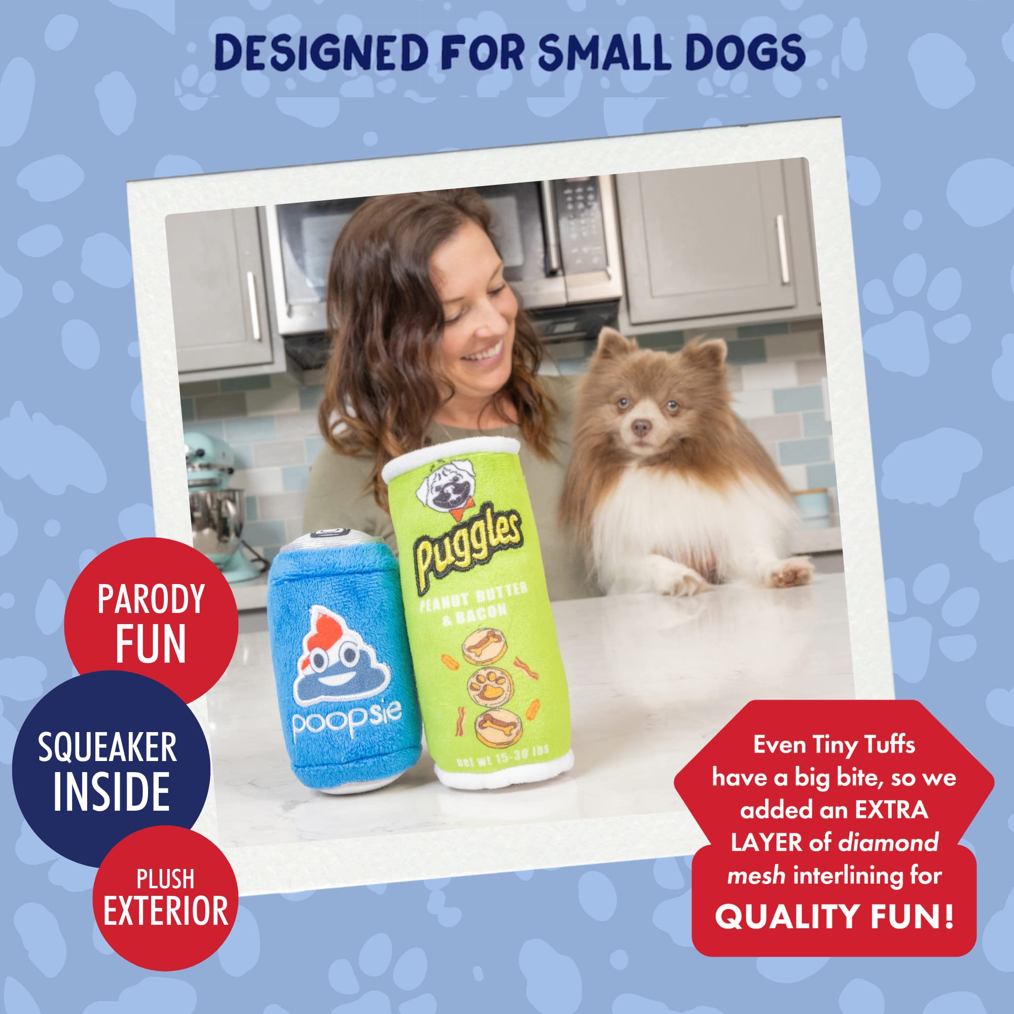 Huxley & Kent Tiny Tuff | Got Muncheez | Extra Tough Dog Toy For Small Dogs | 2-Pack Funny Dog Toy | Features Squeaker, Crinkle