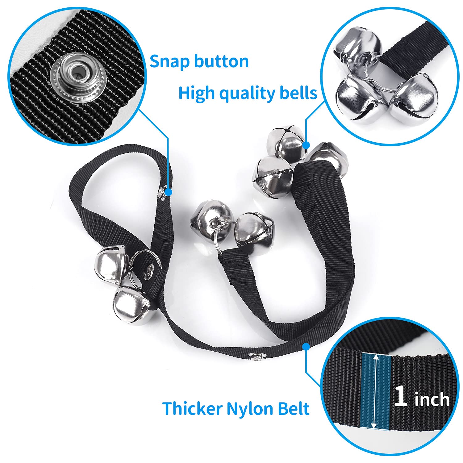 Noodoky Dog Doorbells Pet Bell For Door Potty Training, Adjustable Door Bells For Dogs Puppies Poochie Doggie To Ring To Go Outside, Hanging Bells For Doorknob/Handle (1-Pack)